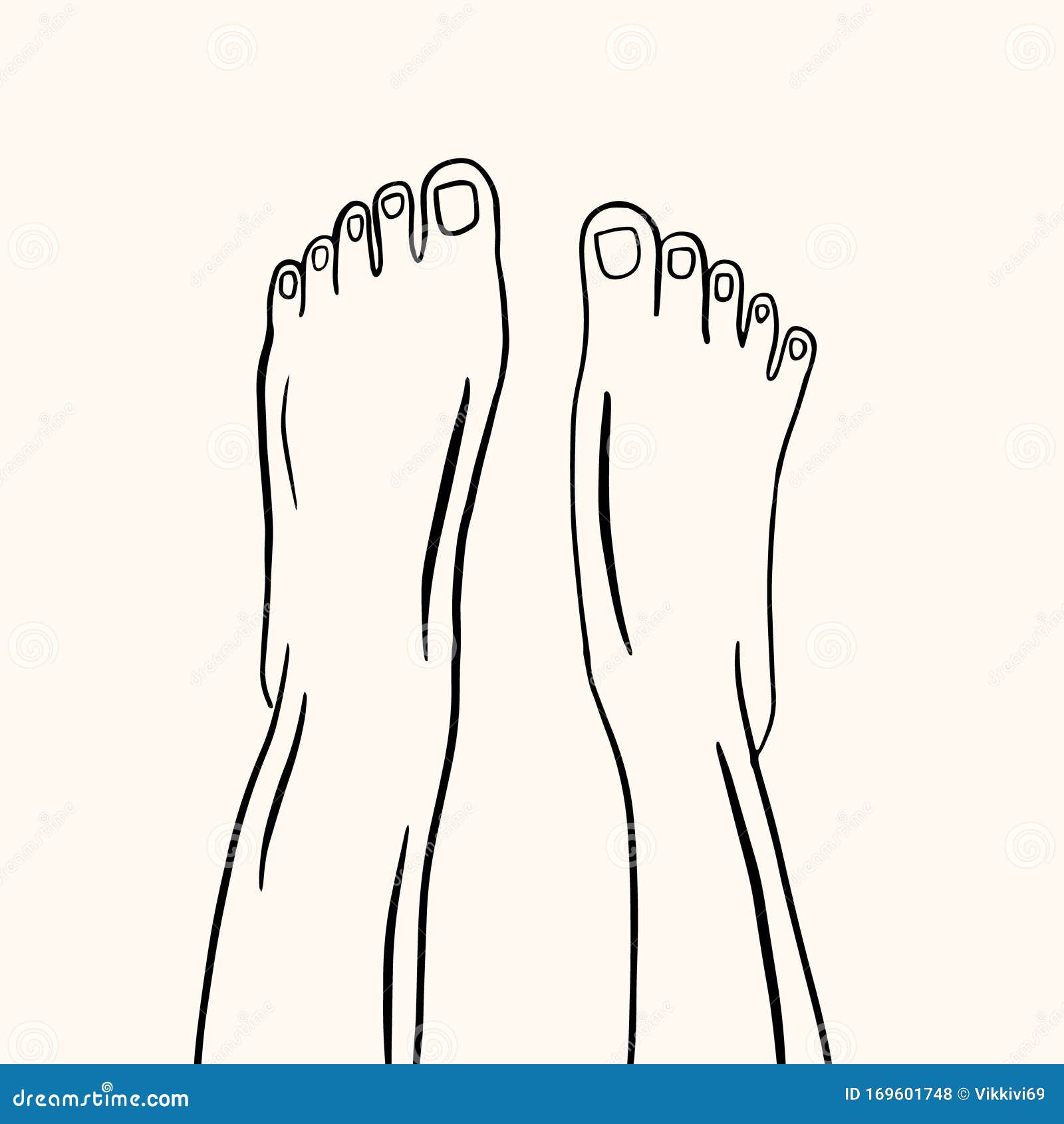 Bare Feet. Vector Linear Illustration Stock Illustration - Illustration ...