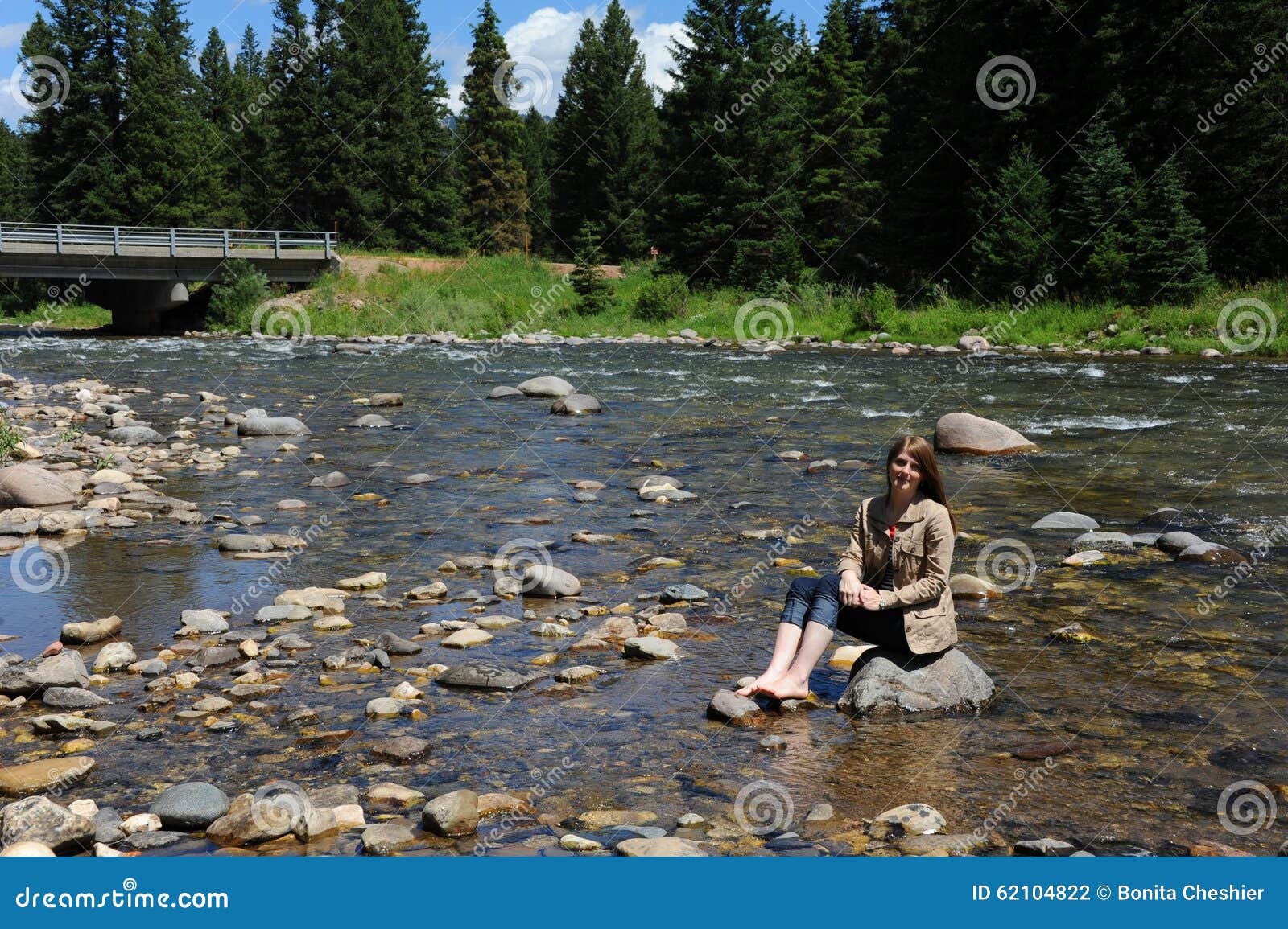 barefoot in gallatin river
