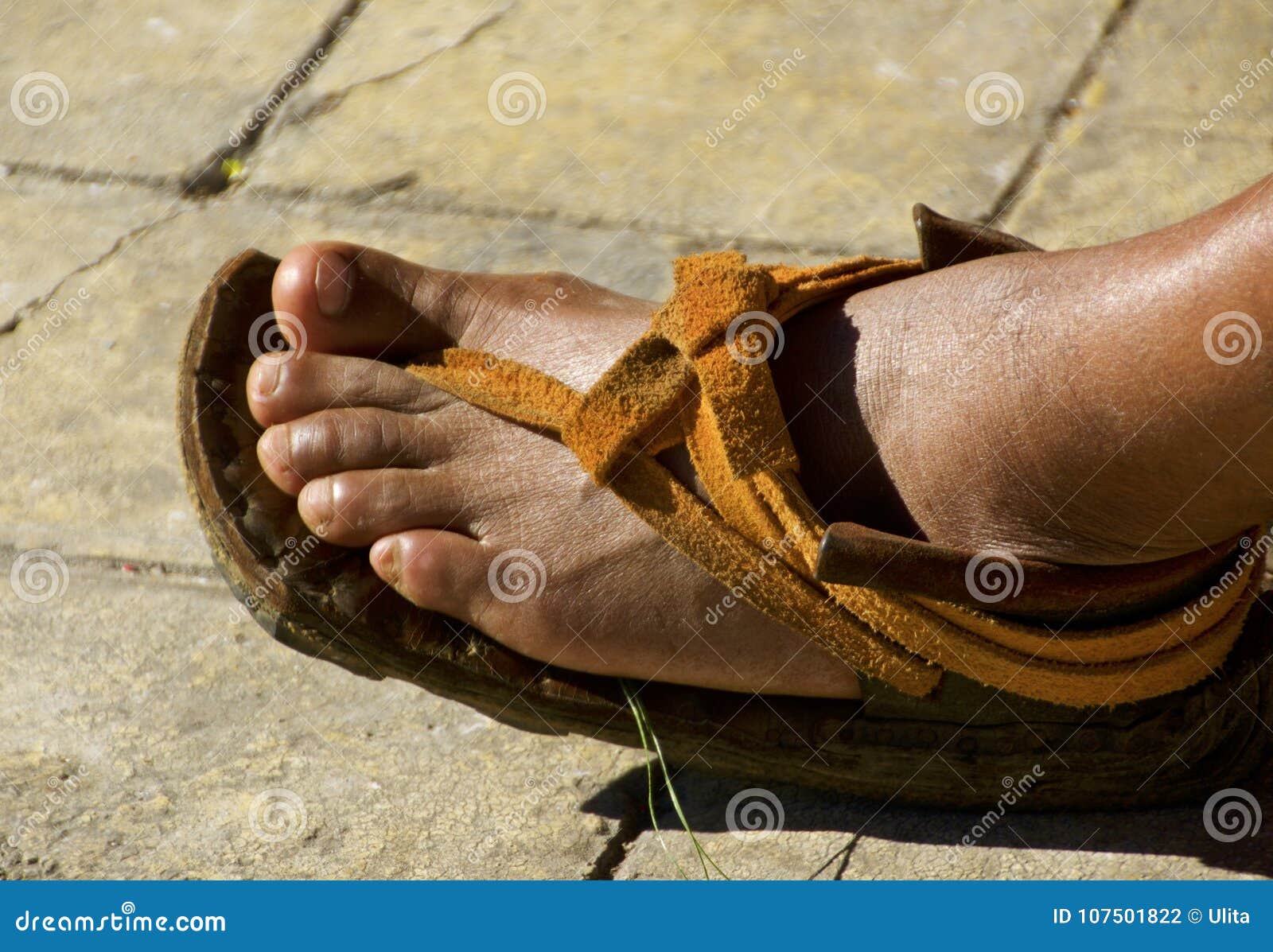 Barefoot in Traditional Sandals. Mexico Stock Photo - Image of mexican ...