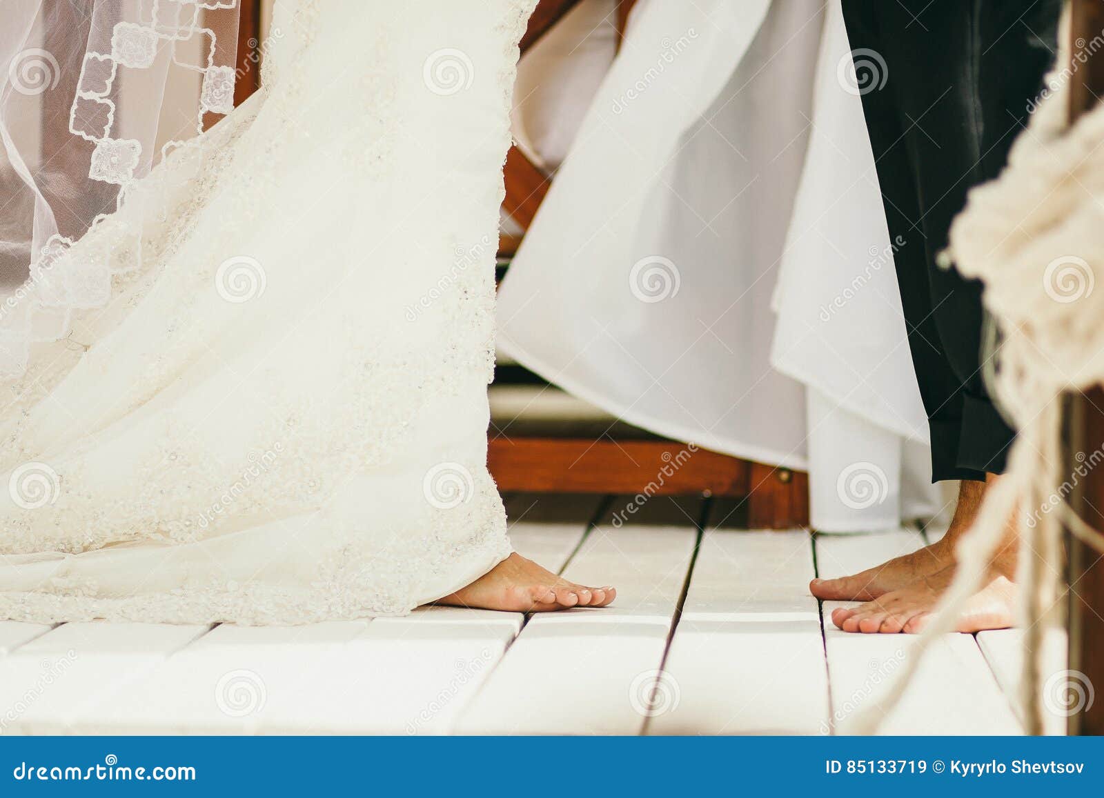 Barefoot Wedding Couple stock image. Image of couple - 85133719