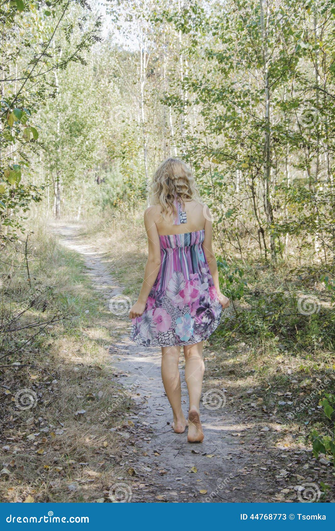 Barefoot Woman Walking Through The Forest Stock Image Image Of Enjoyment Journey 44768773 