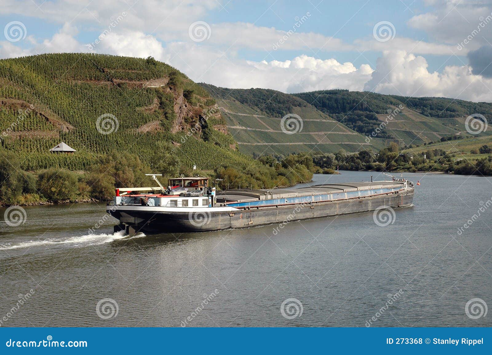 Barge on Rhine River Wine Region of Germany Stock Photo Image of wine