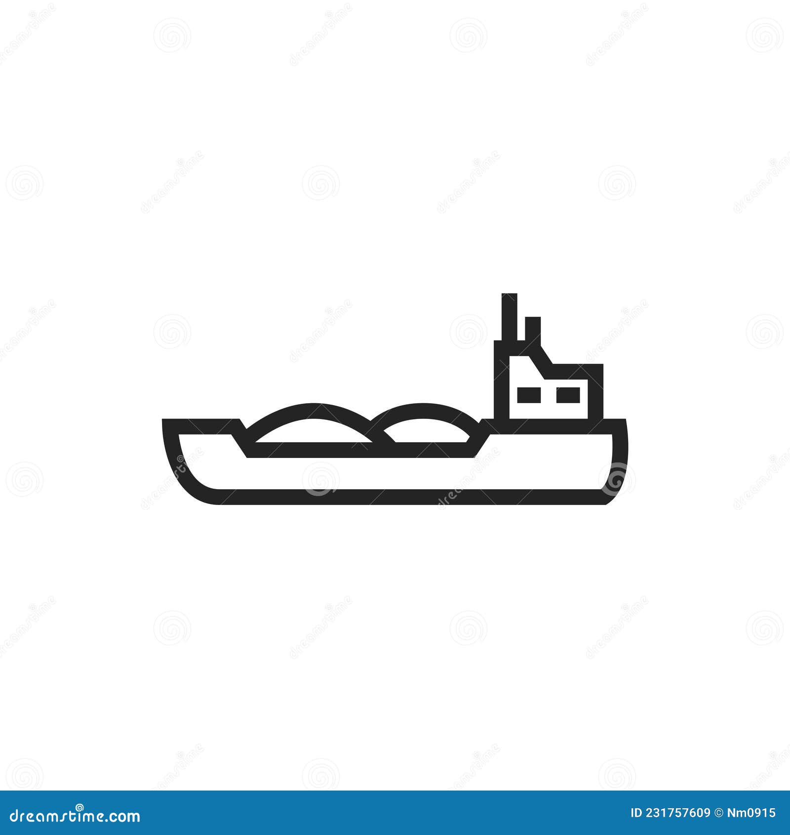 Barge Ship Line Icon. River Transport Symbol Stock Vector