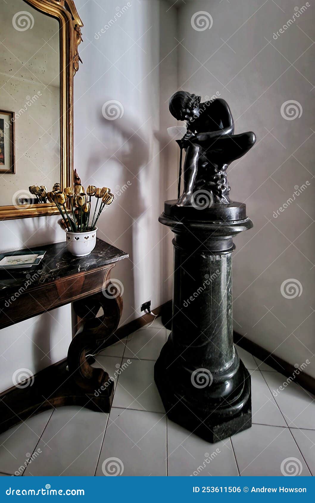 Bari, italy. Marble statue stock photo. Image of wood 253611506