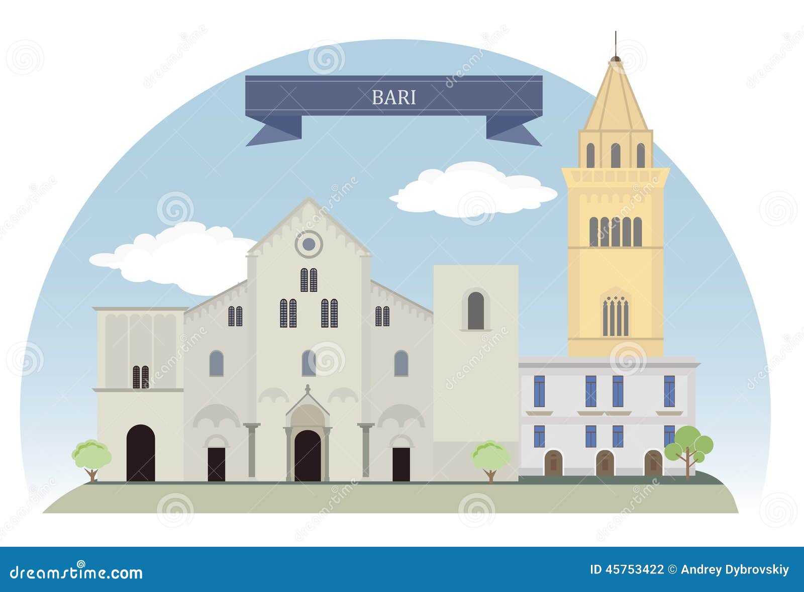 Bari, Italy stock vector. Illustration of tourism, history - 45753422