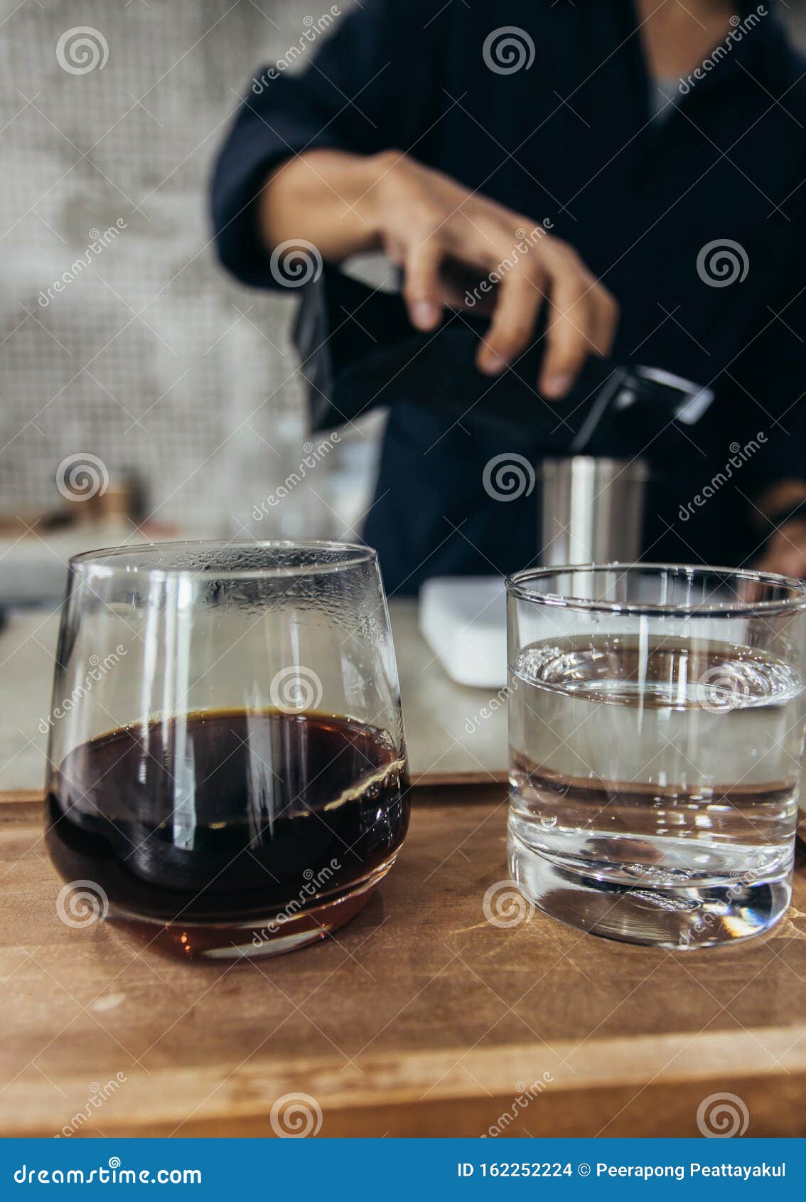 Barista Brewing Coffee, Method Pour Over, Drip Coffee Stock Photo