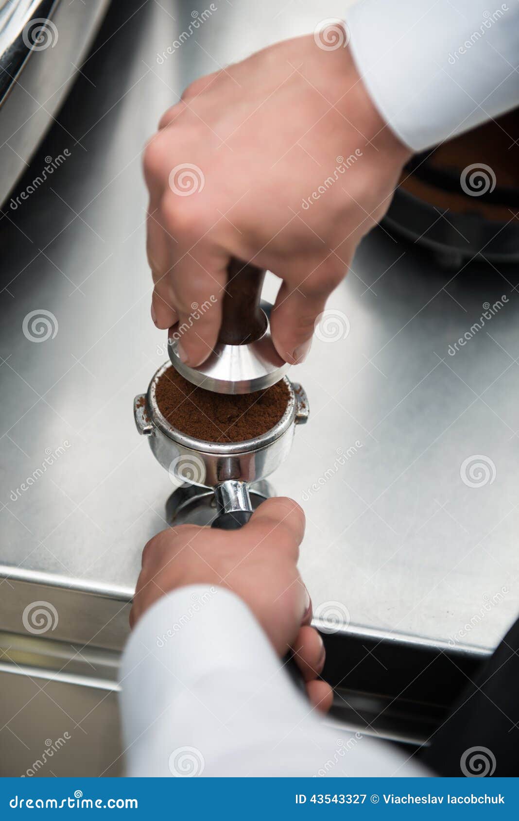 Barista and coffee machine stock image. Image of food 43543327