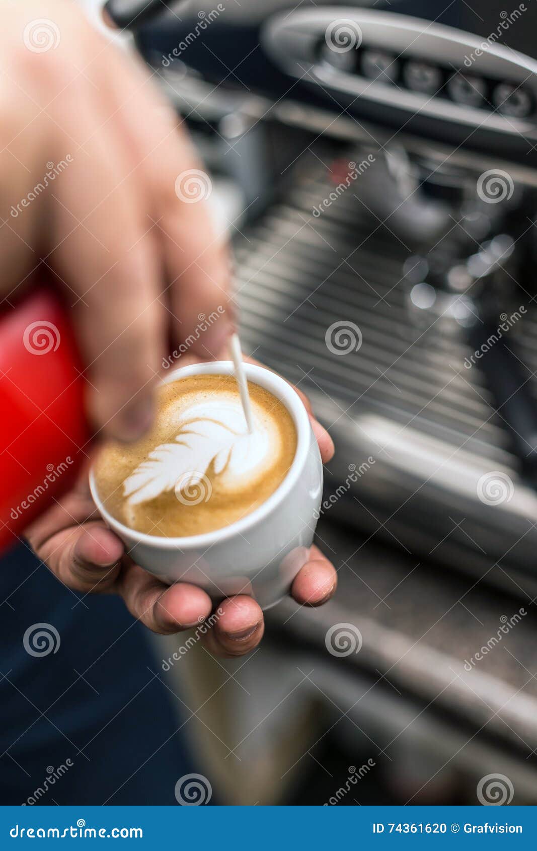 Barista creating latte art stock photo. Image of shop 74361620