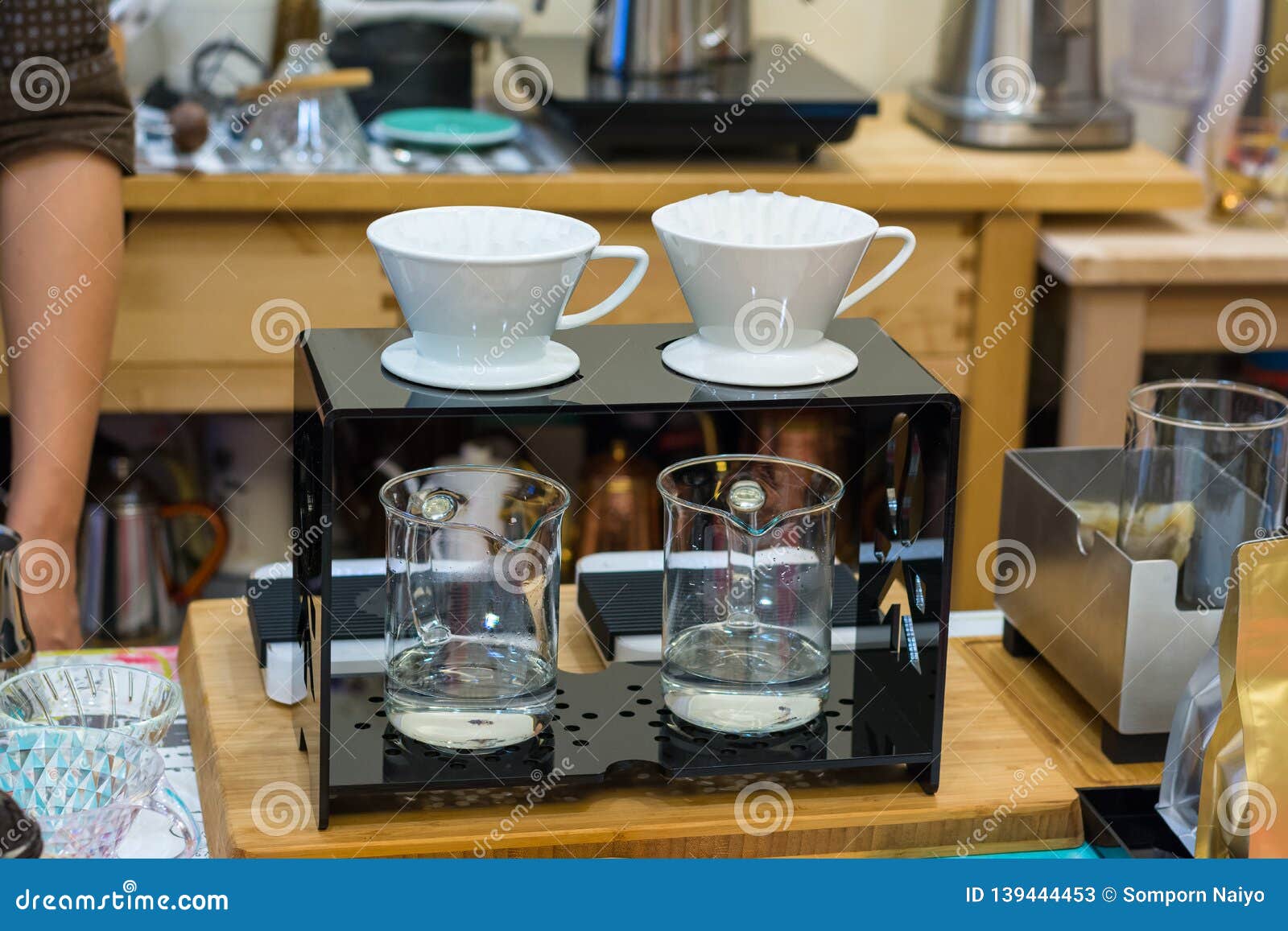 Barista Hand Drip Coffee Making Brewing Filter Bar Cafe Stock Image