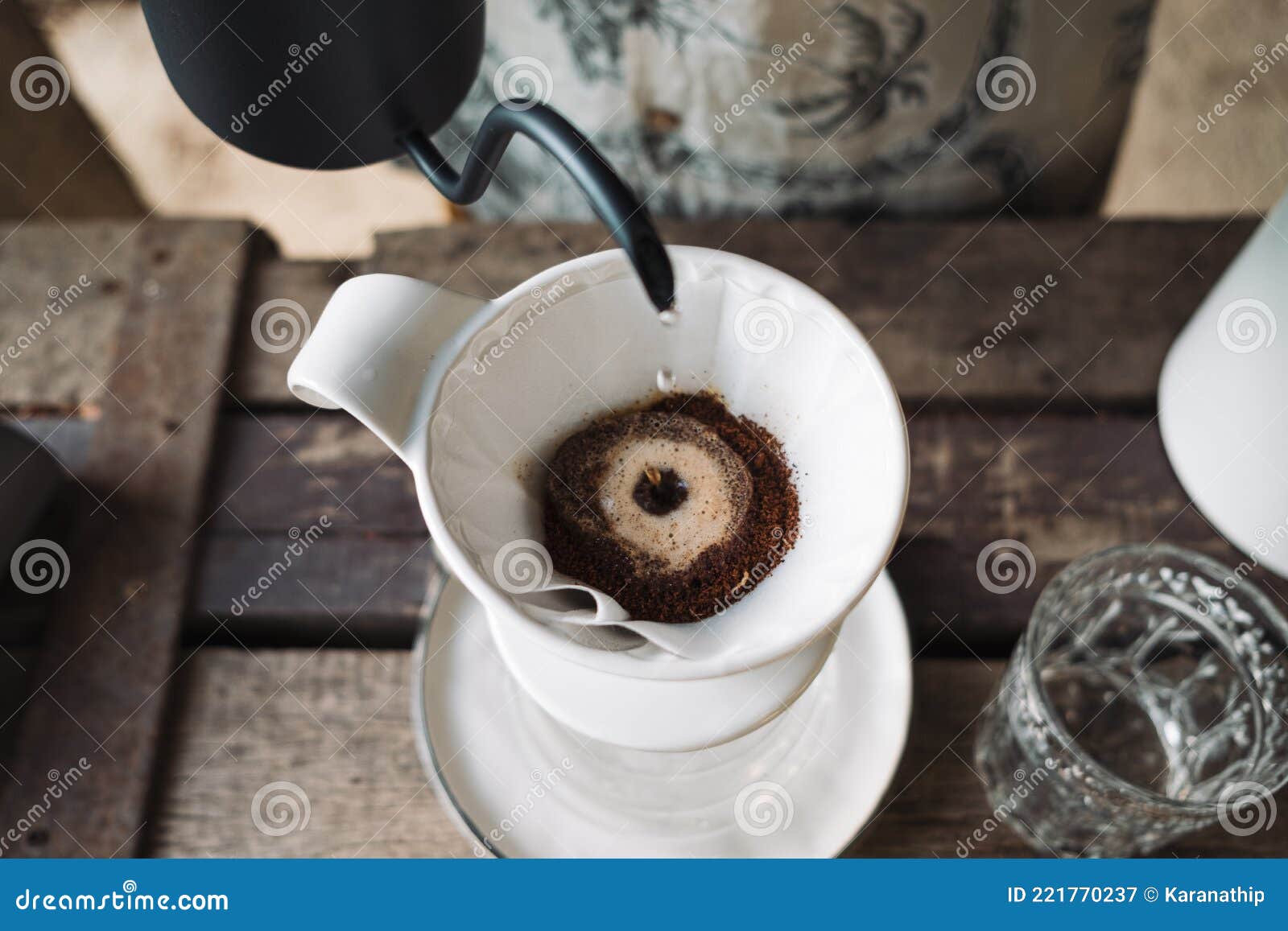 Barista Dripping Coffee and Slow Coffee Bar Style Stock Image Image