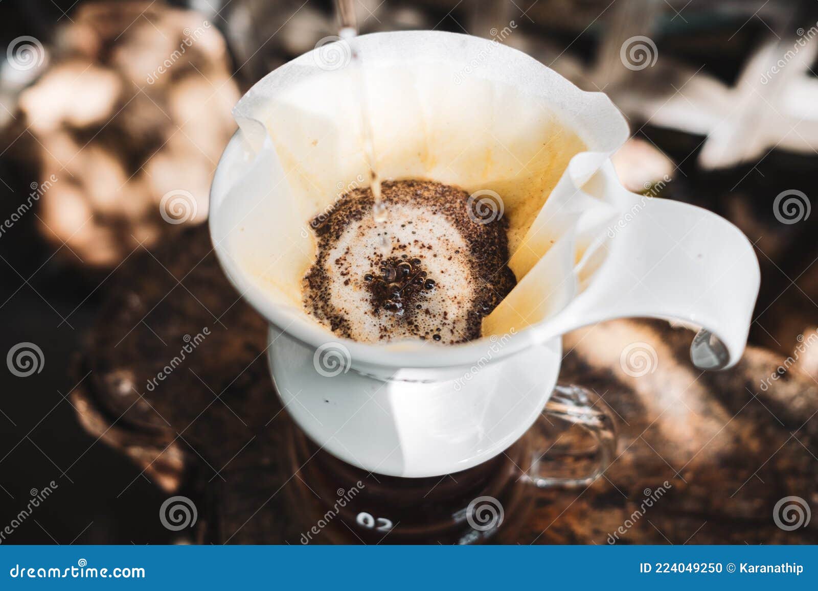 Barista Dripping Coffee and Slow Coffee Bar Style Stock Photo Image