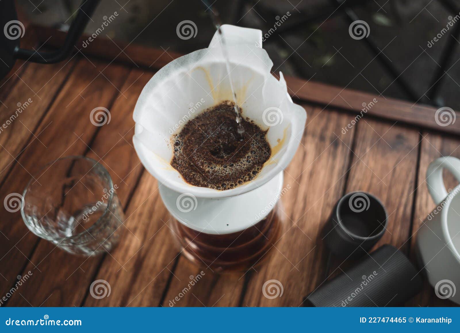 Barista Dripping Coffee and Slow Coffee Bar Style Stock Image Image