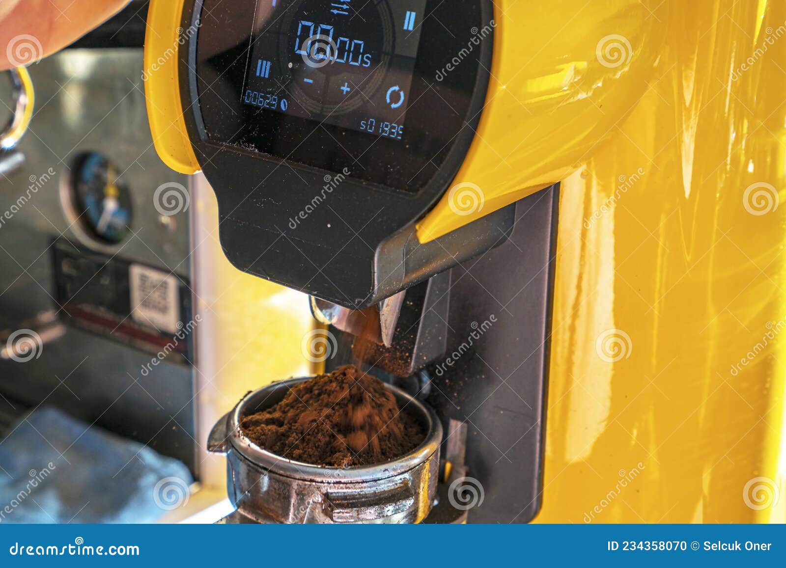 Barista is Grinding Coffee Beans Stock Photo Image of business