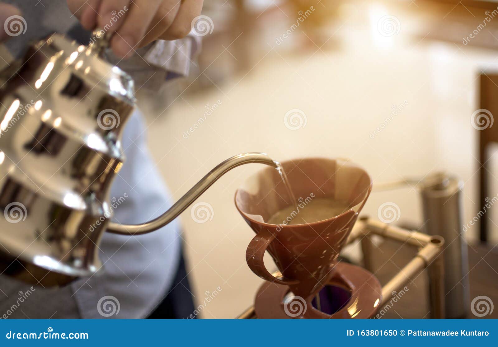 Barista Making Hot Drip Coffee, Drip Brew Coffee Stock Photo Image of