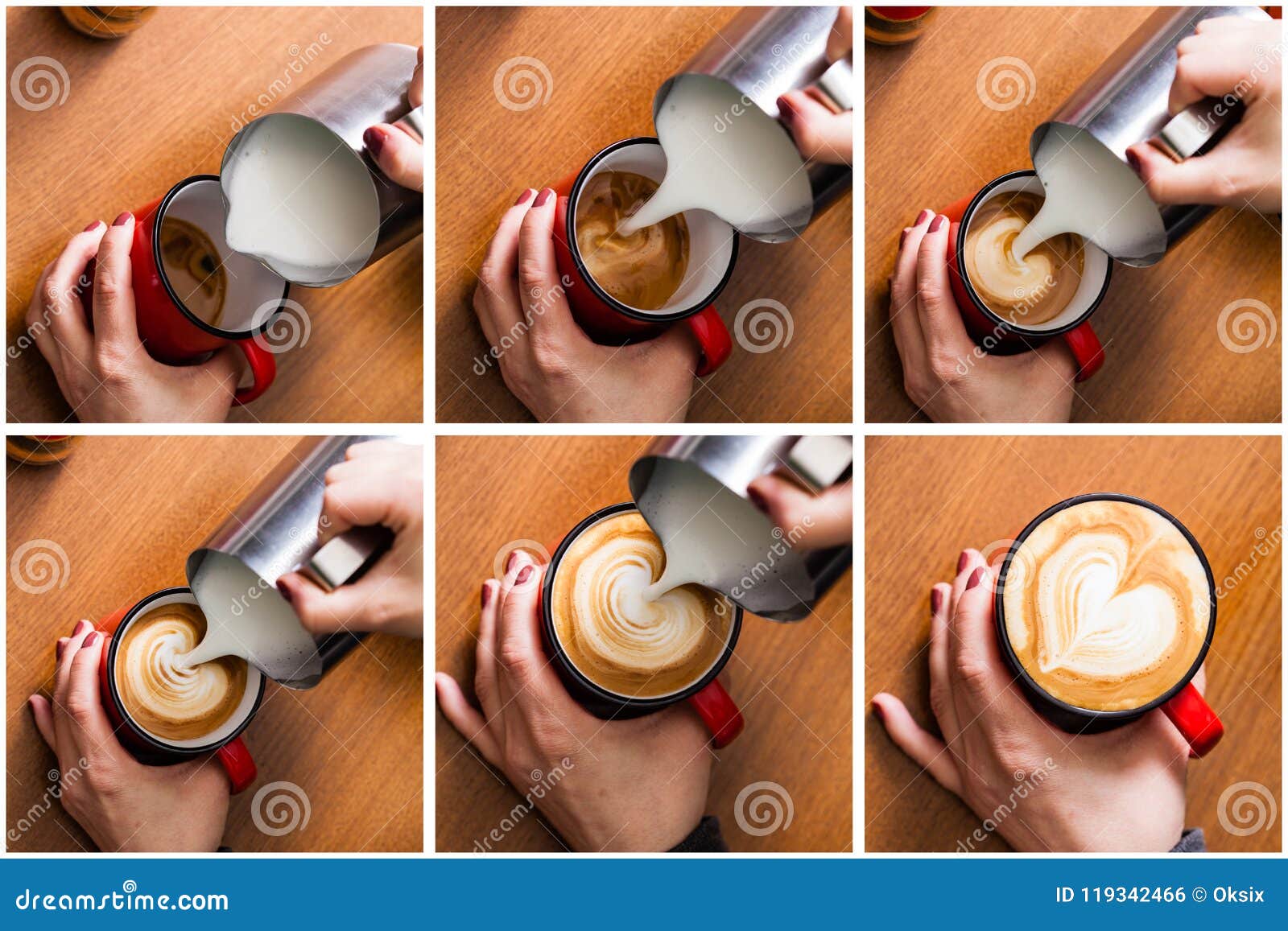 Barista Pouring Milk in Coffee Stock Photo - Image of milk