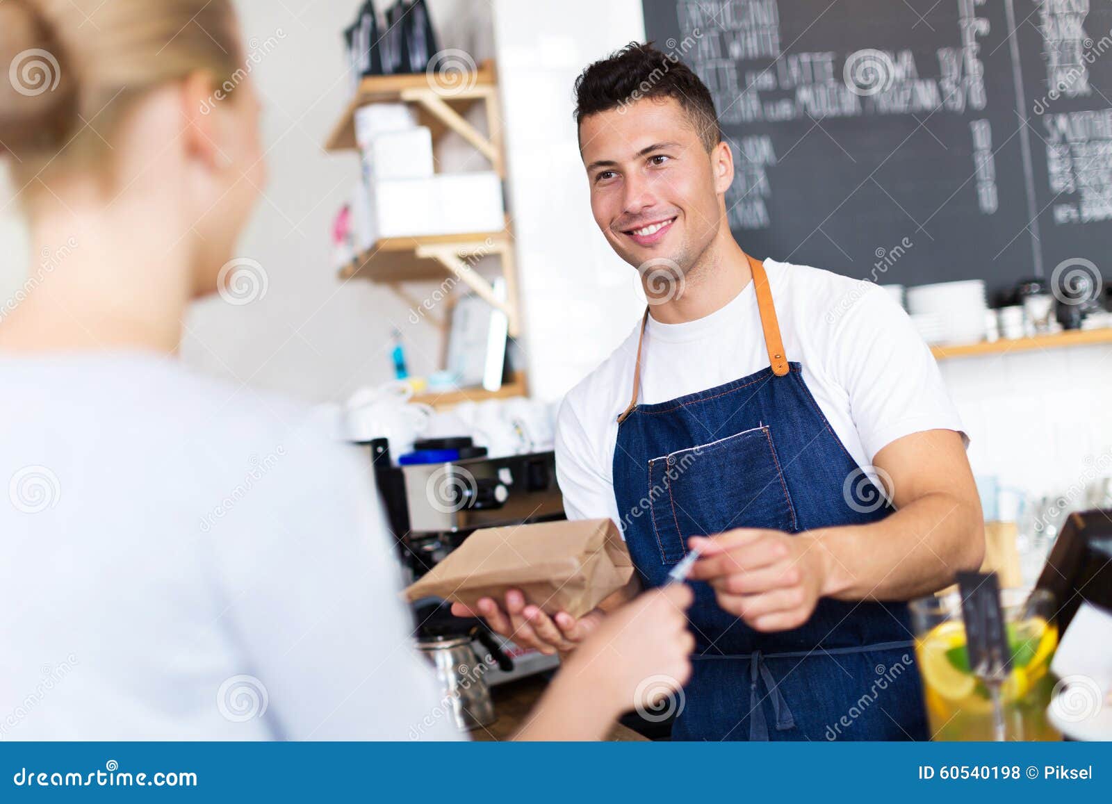 Barista Serving Customer in Coffee Shop Stock Photo Image of