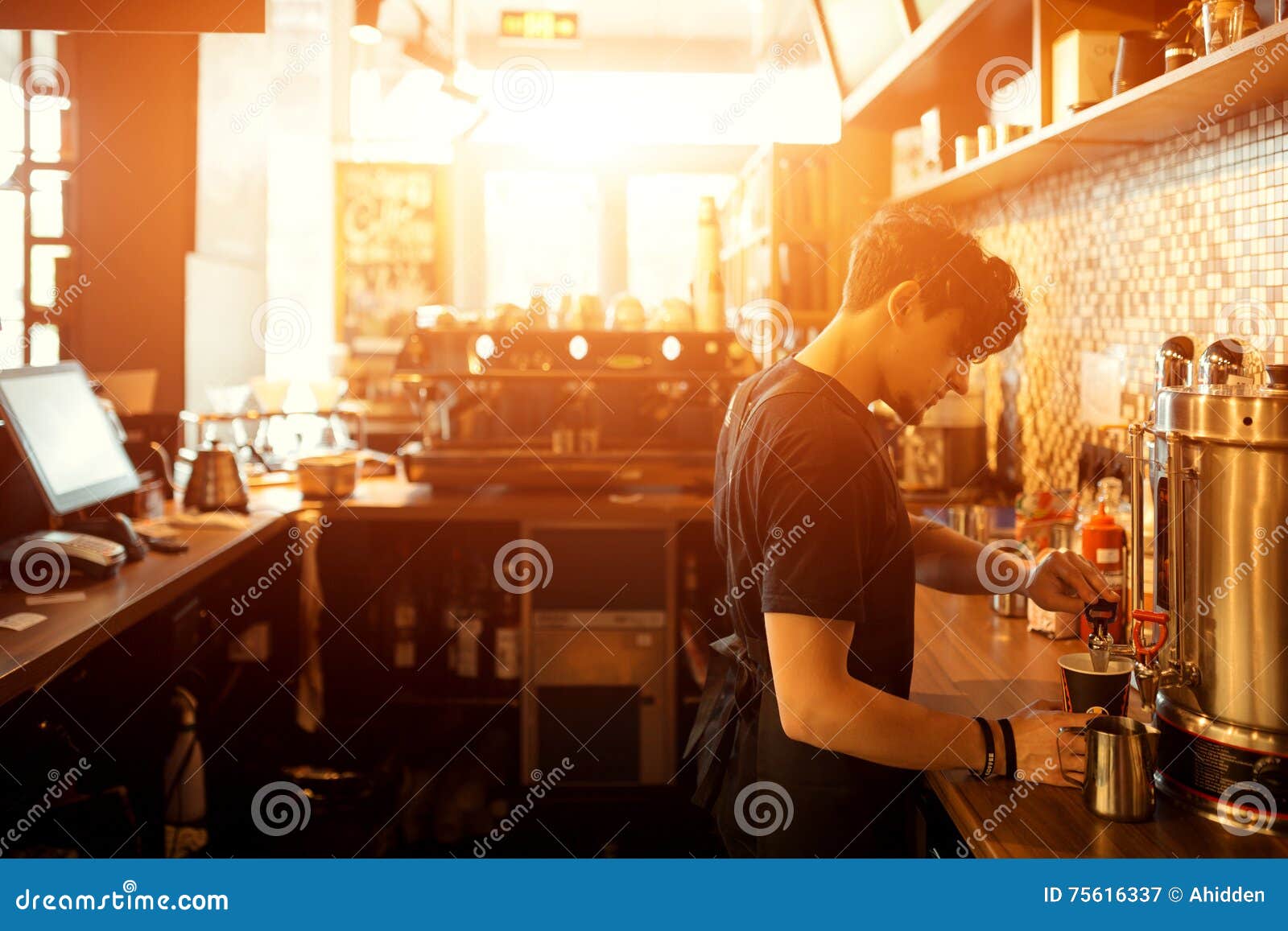 Barista at Work in a Coffee Shop Stock Image Image of coffee, casual 75616337