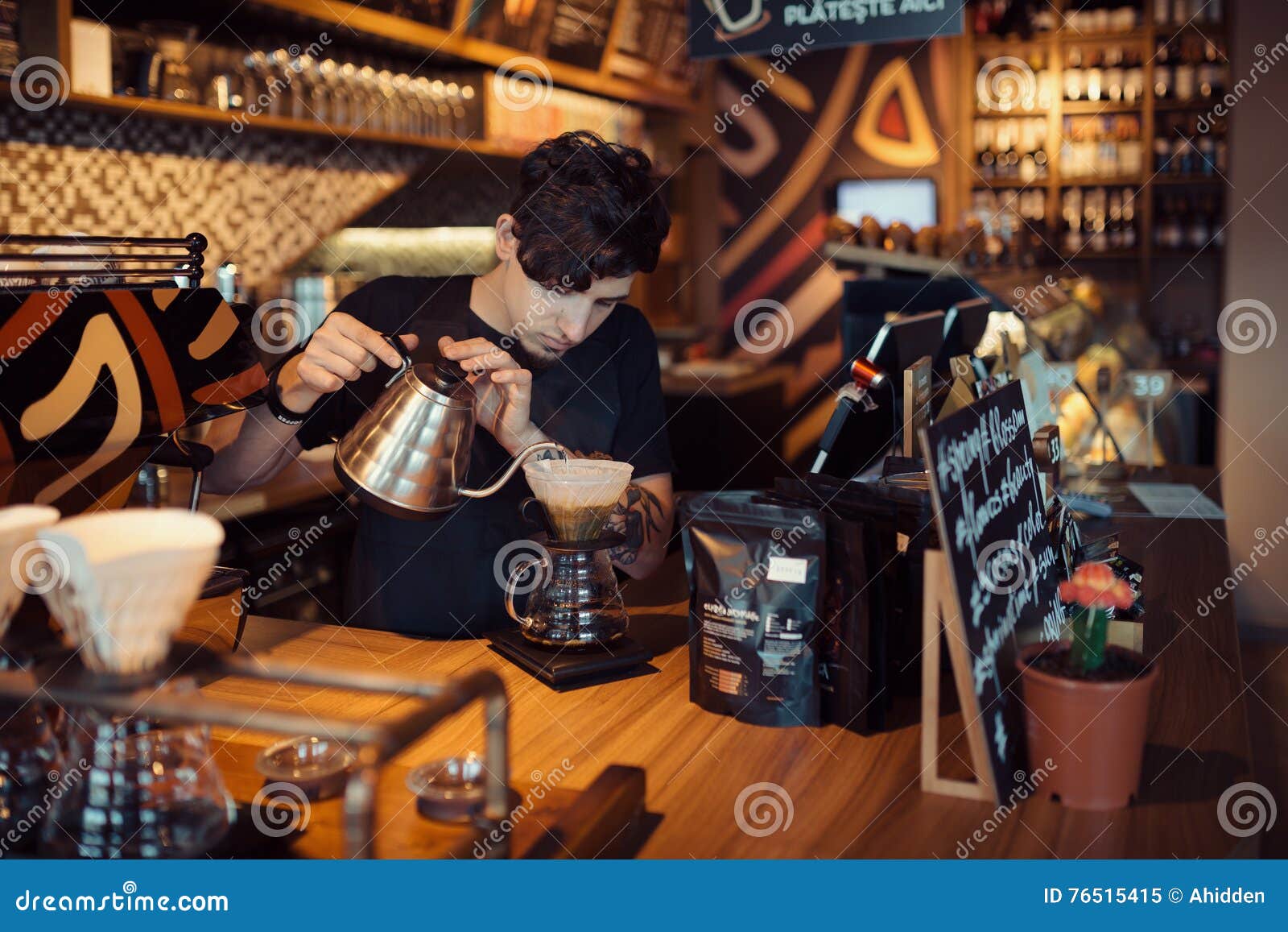 Barista at Work in a Coffee Shop Stock Image Image of casual, drink 76515415