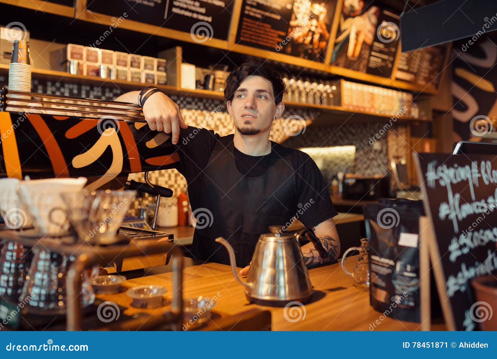 Barista at Work in a Coffee Shop Stock Image Image of local, space 78451871