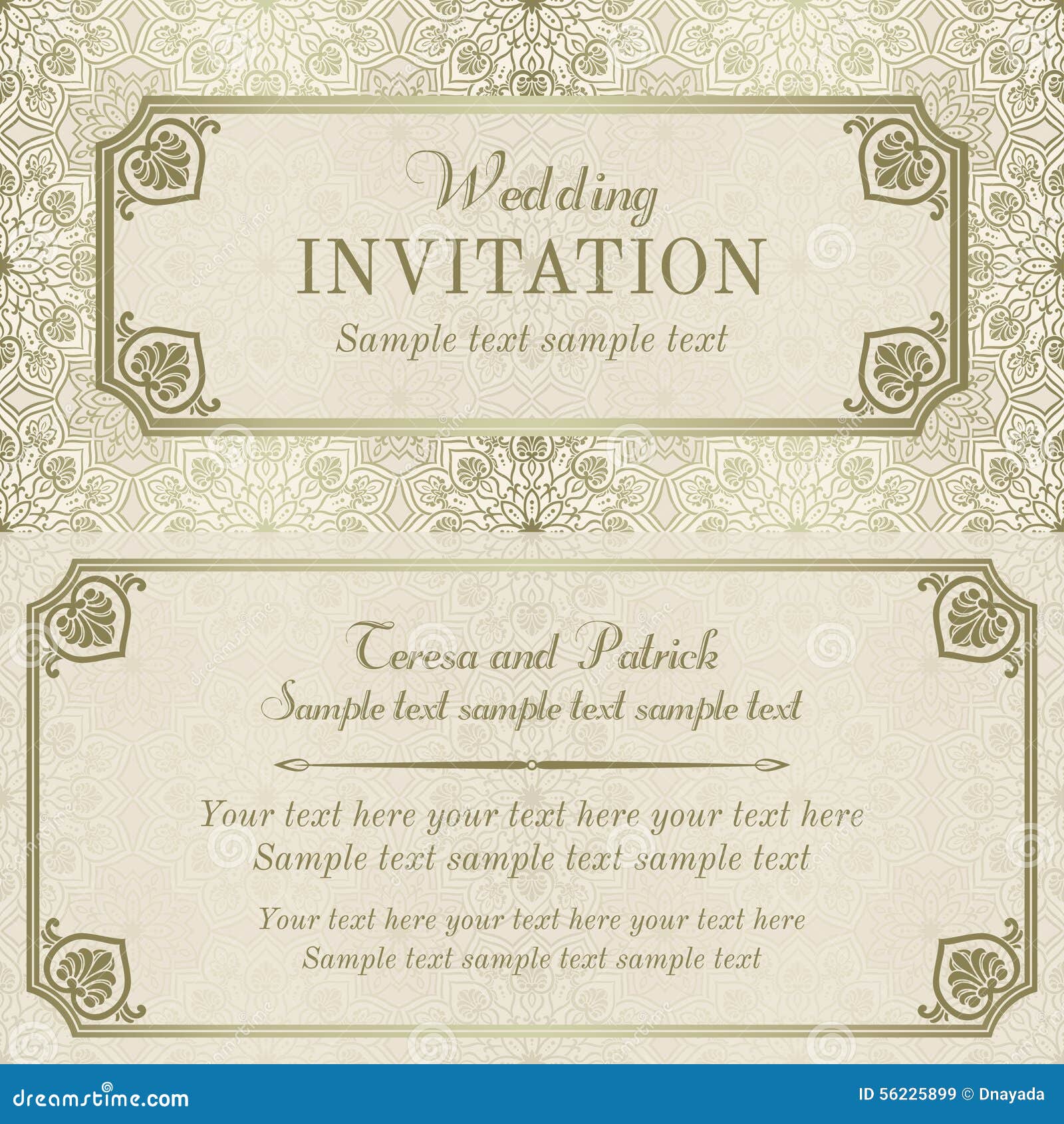 Barocke Hochzeitseinladung Gold Und Beige Vektor Abbildung Illustration Von Abbildung Celebrate