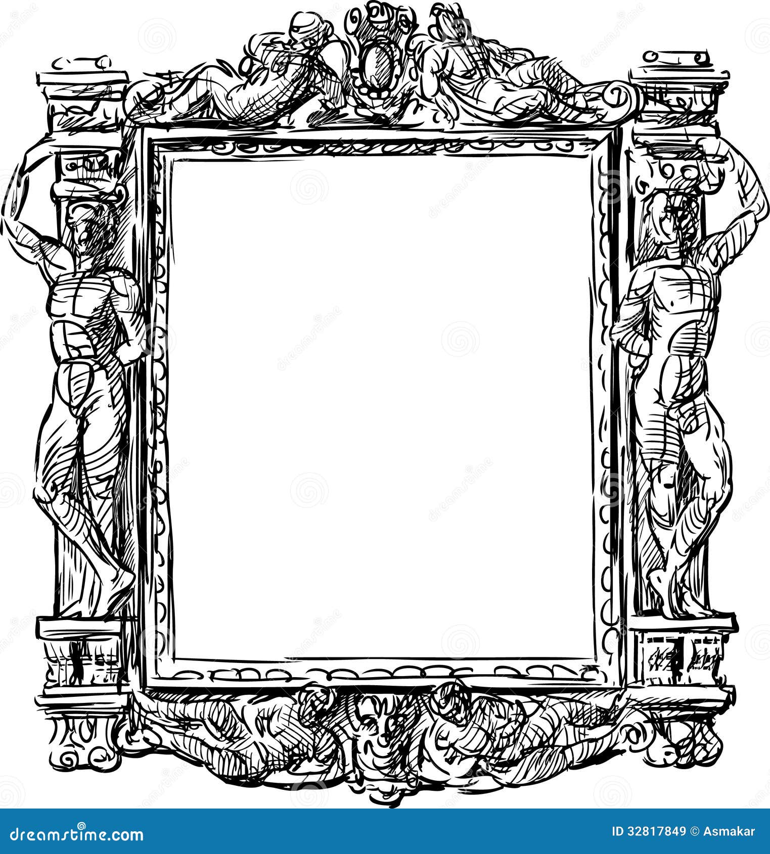 Barok kader vector illustratie. Illustration of wijnoogst 32817849