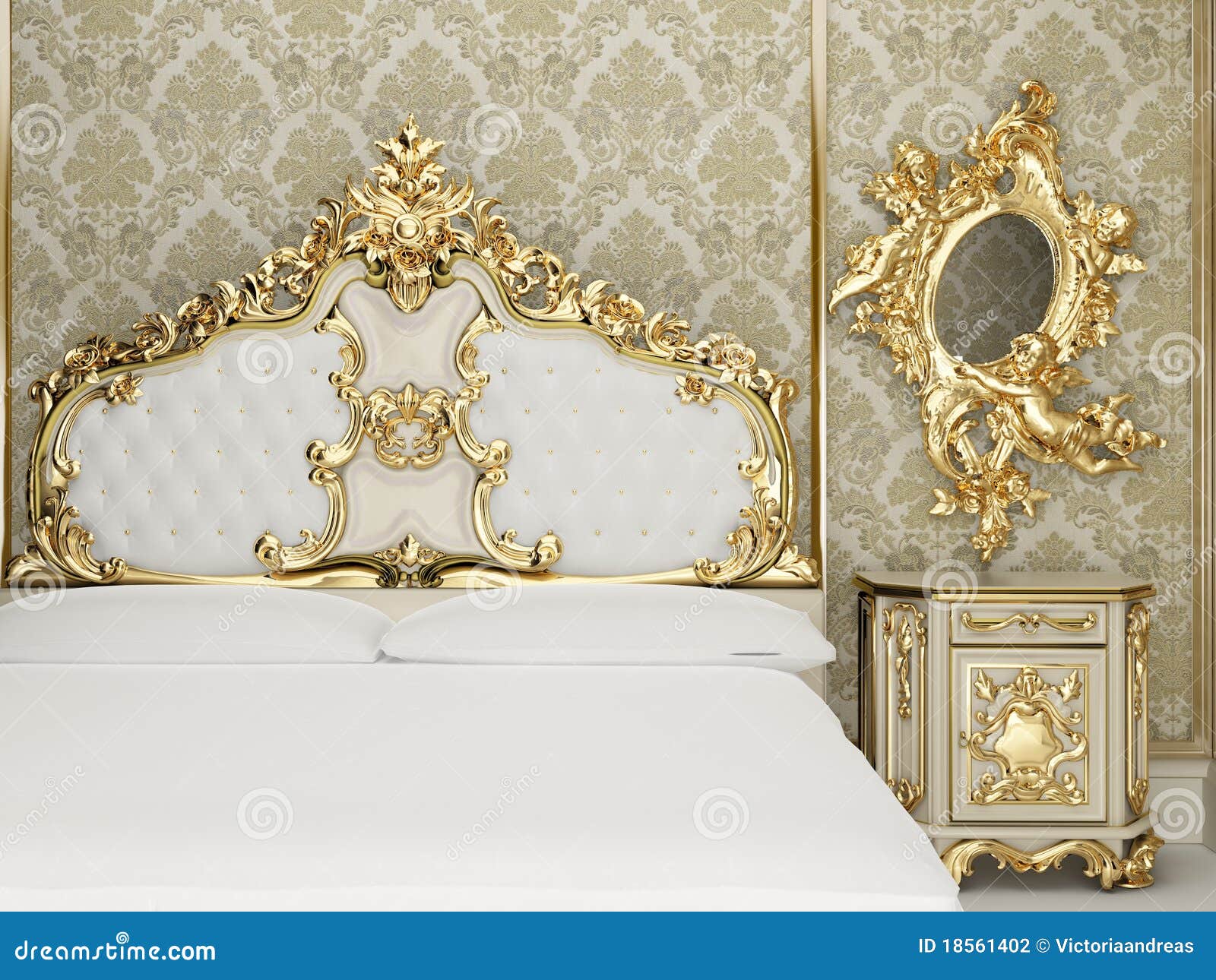 Klassiek bed stock foto afbeelding: 54466457