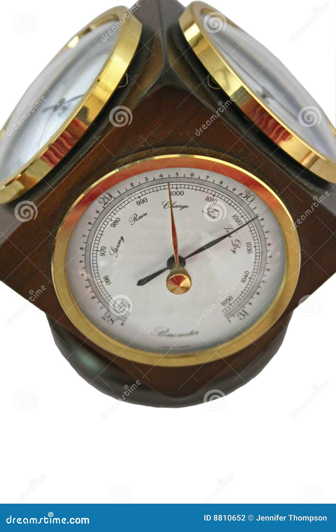 Brass Barometer, Thermometer, Hygrometer With White Face RoyaltyFree