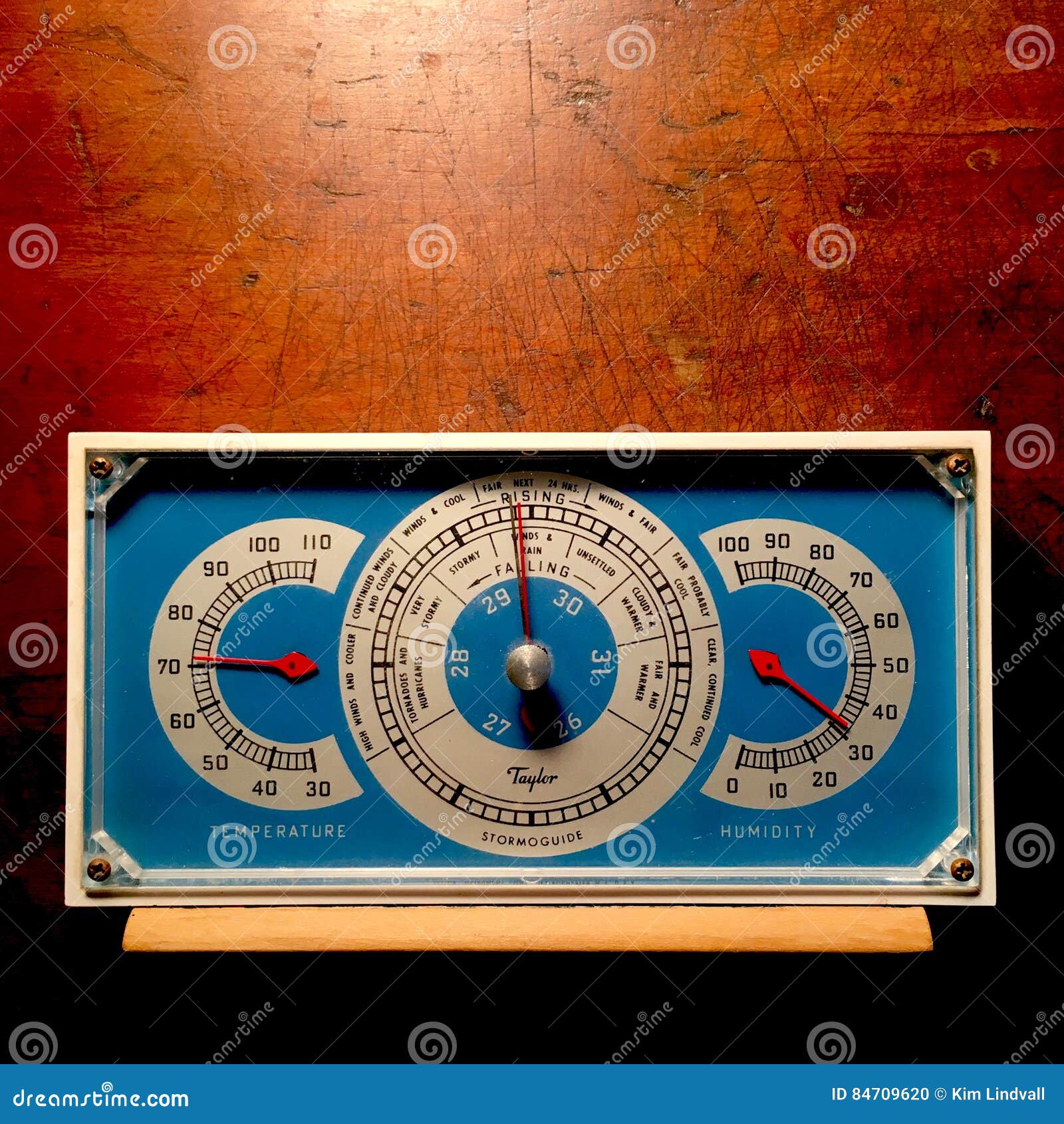 Barometro D'annata Con Il Termometro E L'igrometro, Indicati Contro Un  Fondo Di Legno Stagionato Immagine Editoriale - Immagine di umidità,  contro: 84709620