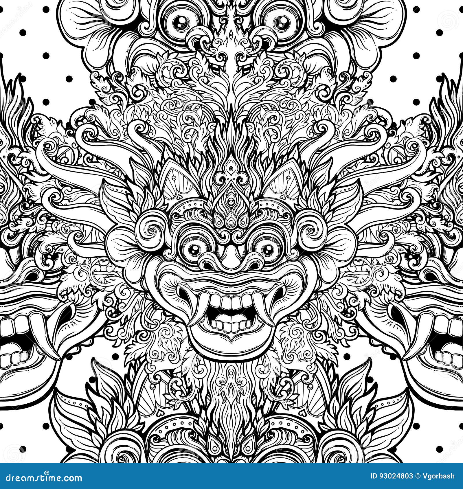 Barong Traditional Ritual Balinese Mask Vector 