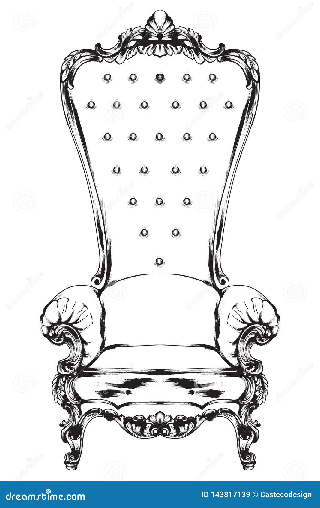 baroque armchair . royal style decotations. victorian ornaments engraved. imperial furniture decor s