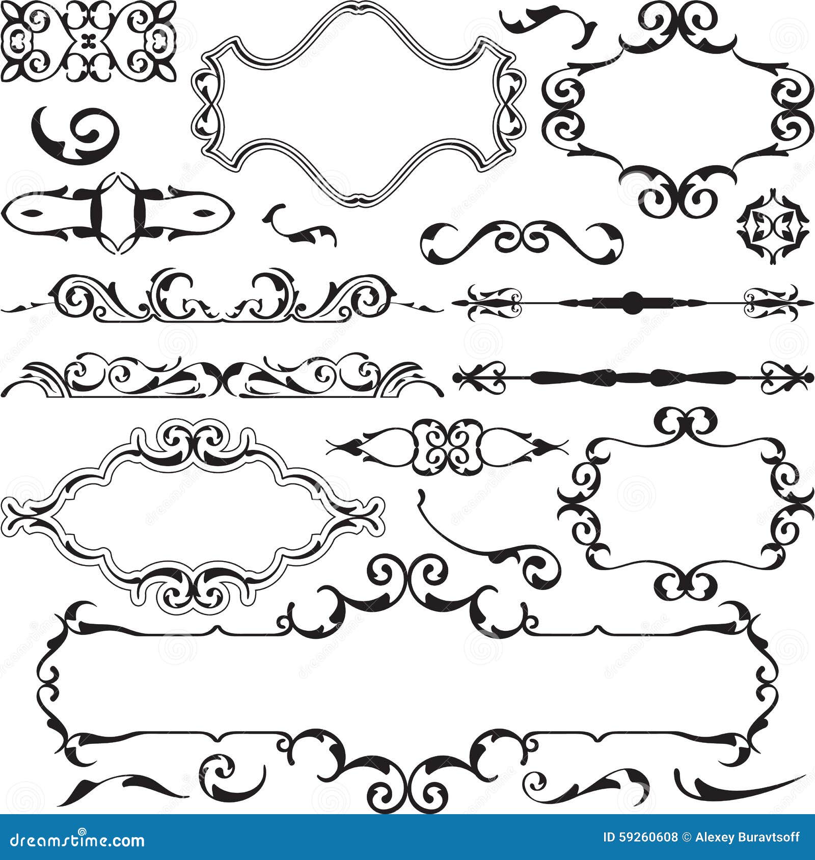 Baroque art swirll set stock vector. Illustration of luxury - 59260608