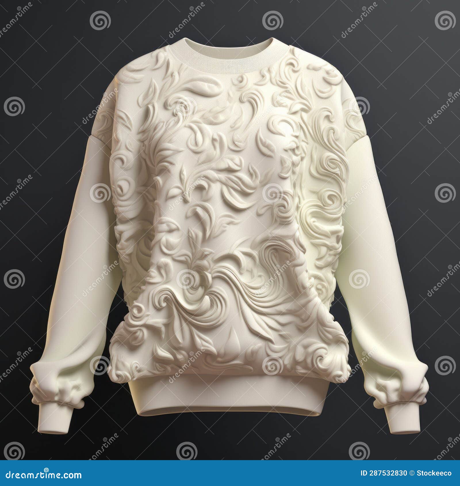 Baroque Brushwork Photorealistic 3d Printed Sweater in Ivory Stock Illustration Illustration of stylish clothing 287532830