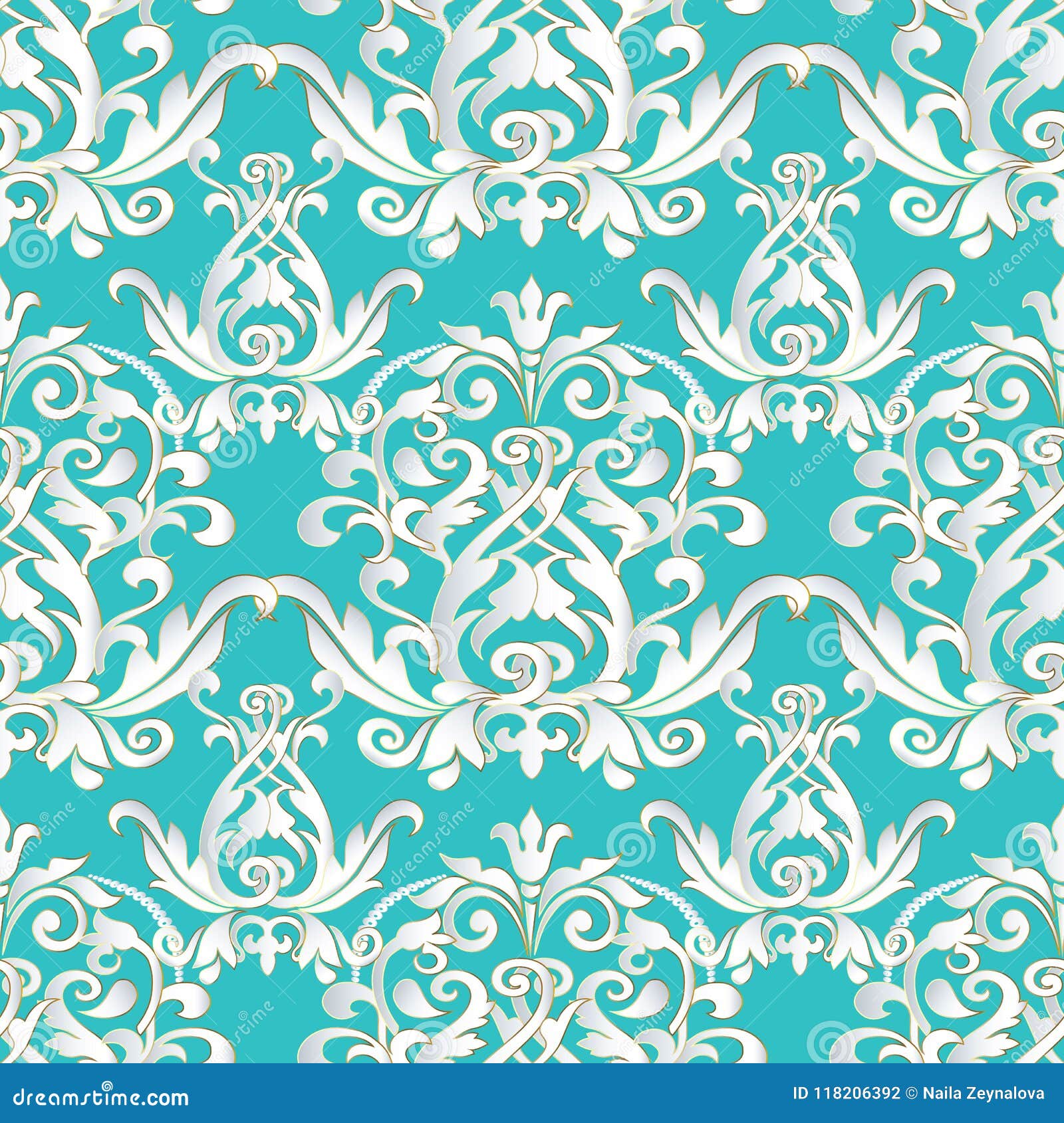 Baroque Damask Elegance Seamless Pattern Stock Vector Illustration of