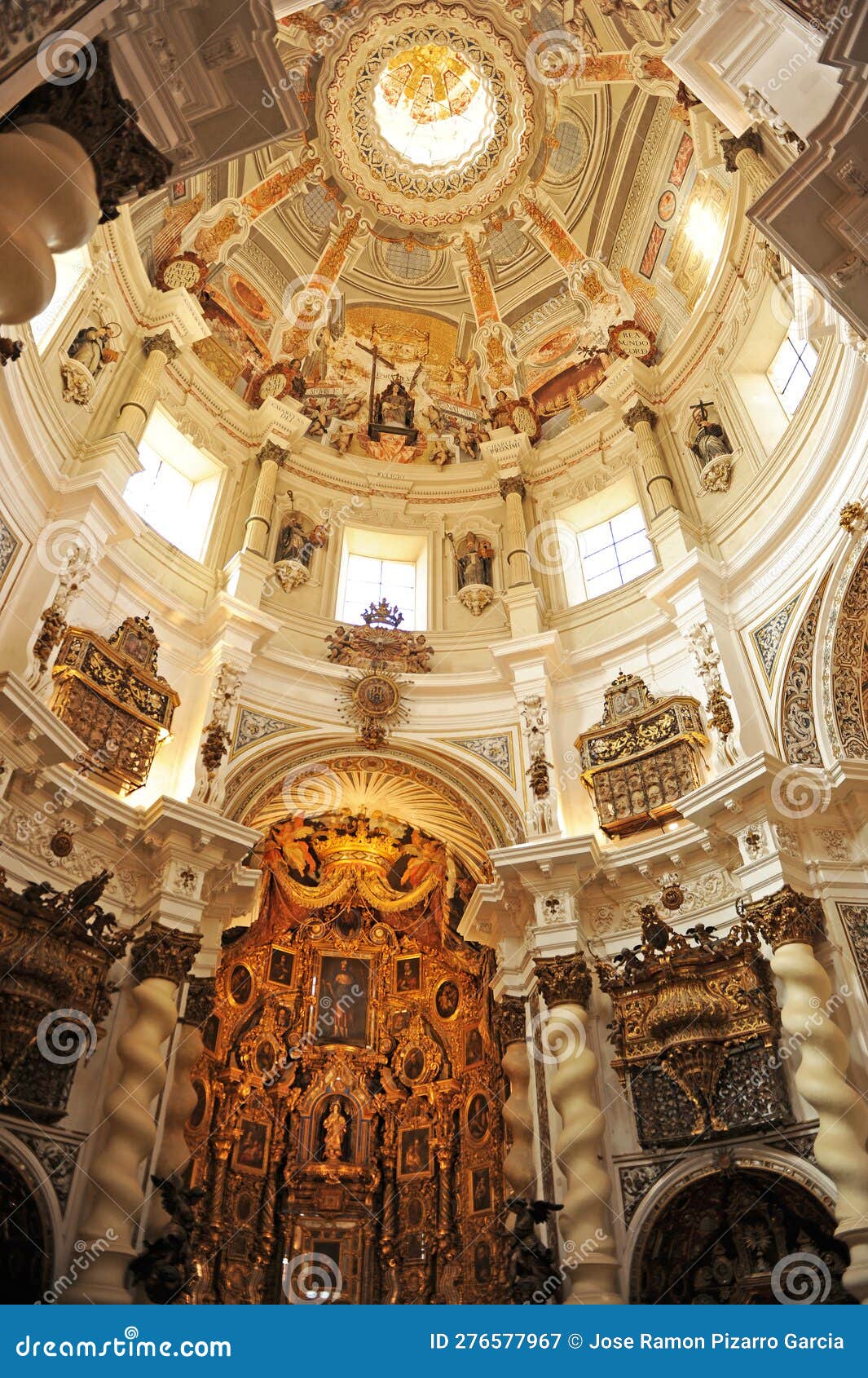 baroque dome of the church of san luis de los franceses (saint louis of the french) in seville, spain.