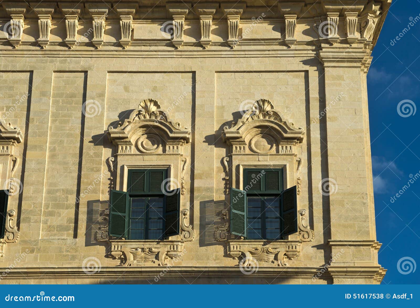 baroque facade of the auberge de castille, malat