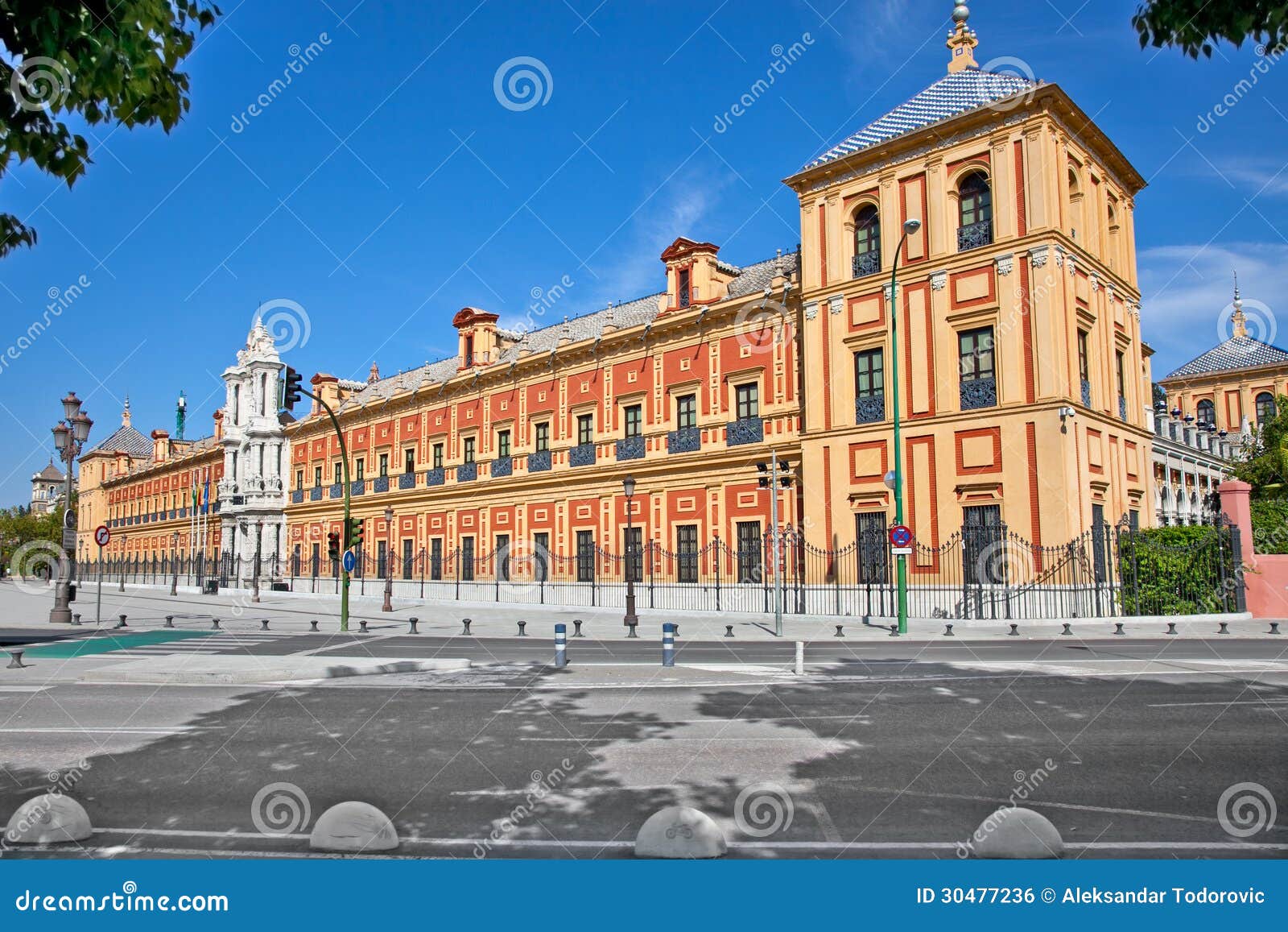 baroque facade of the palace of san telmo in seville. spain.
