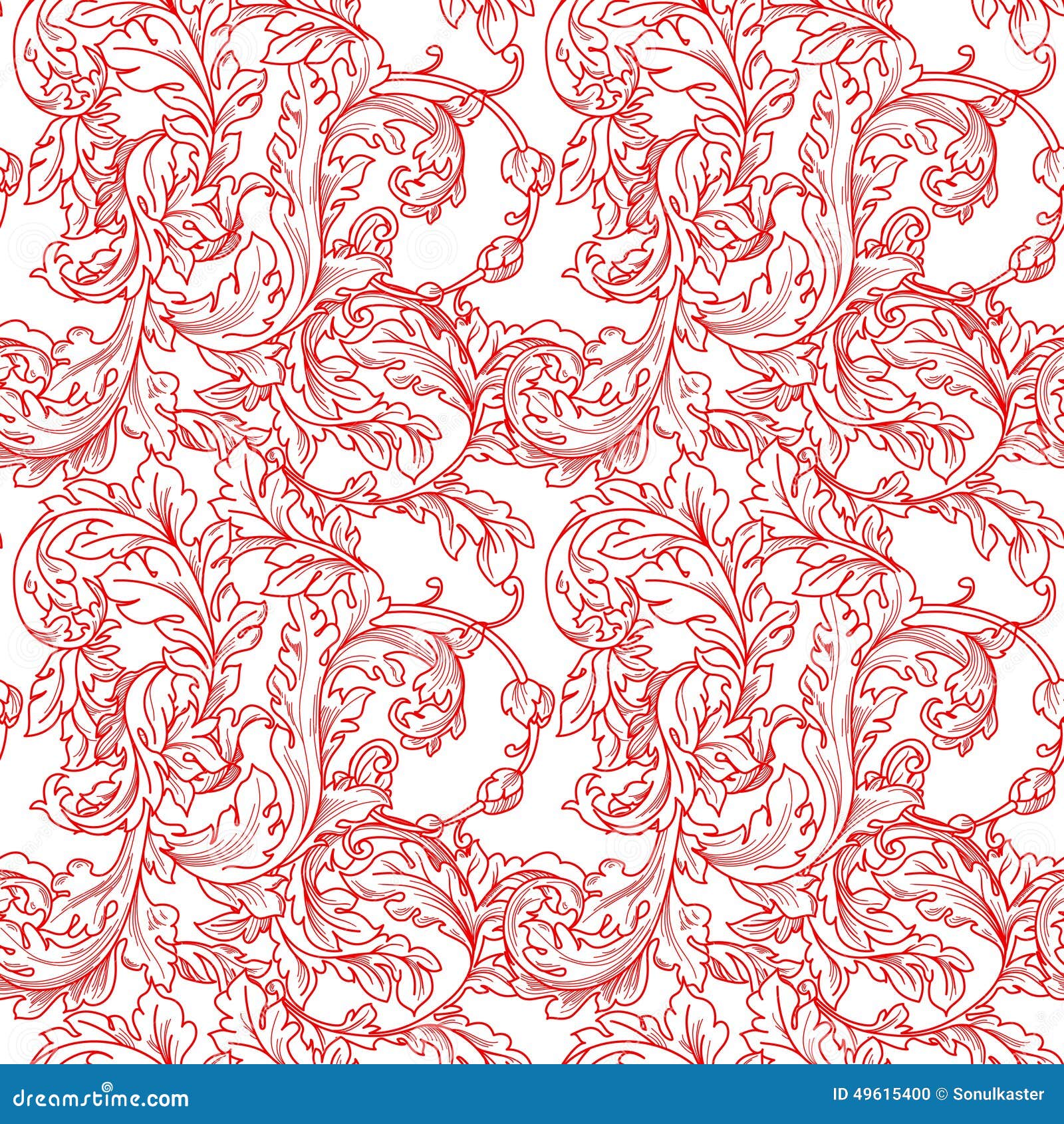 Baroque floral pattern stock vector. Illustration of flourishes - 49615400