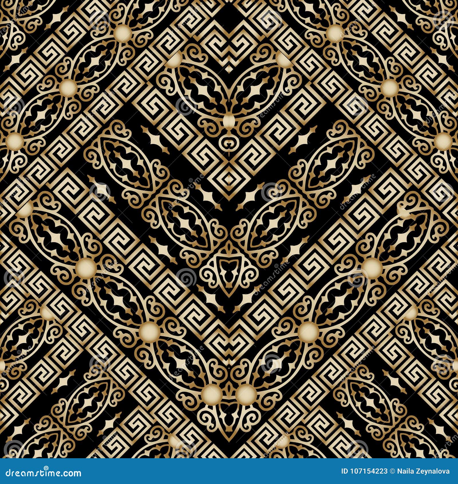 Baroque Seamless Pattern. Vector Floral Background with Geometric ...