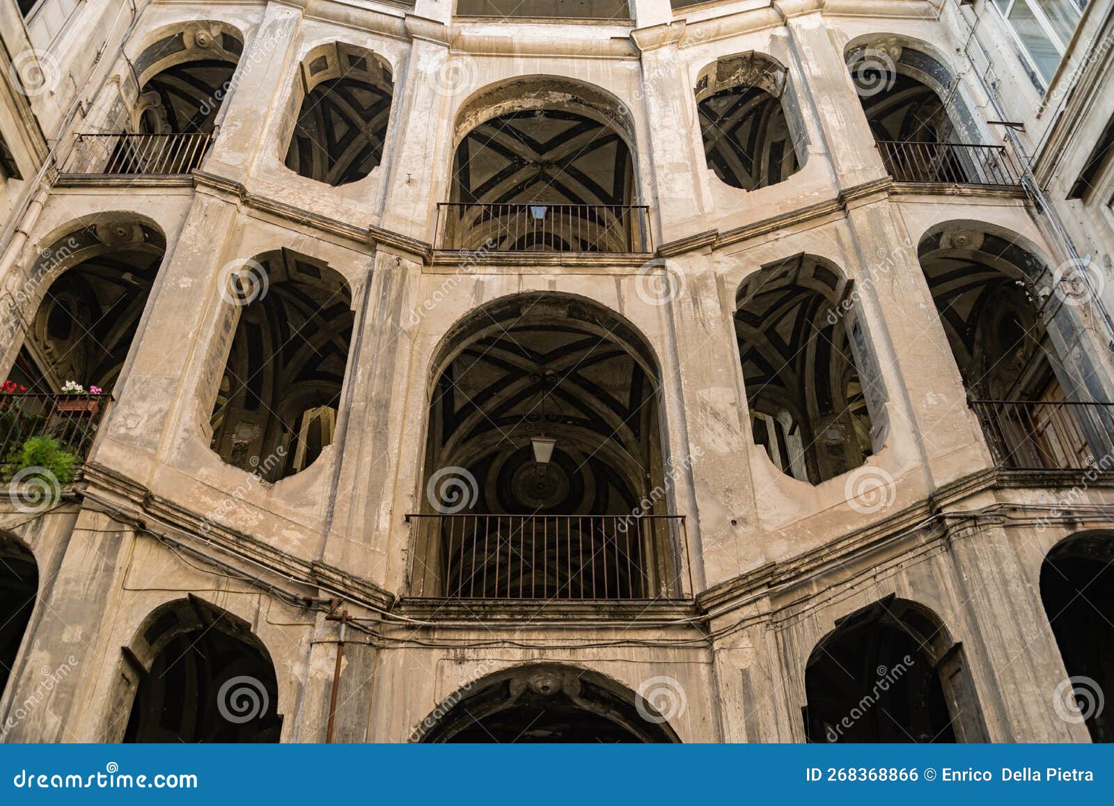 the baroque stairs of palazzo sanfelice, sanita district naples italy