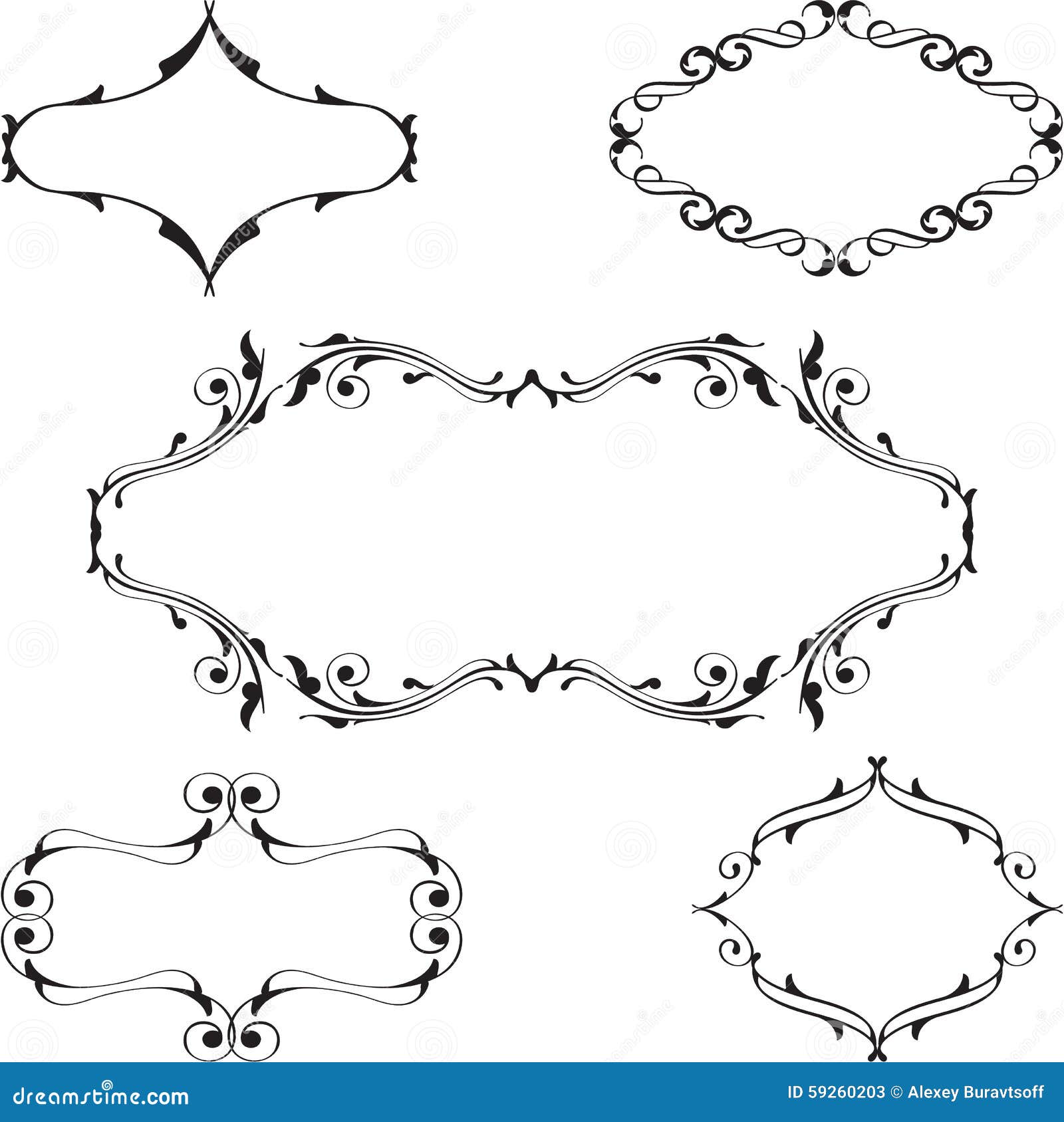 Baroque vintage frame set stock vector. Illustration of classical ...