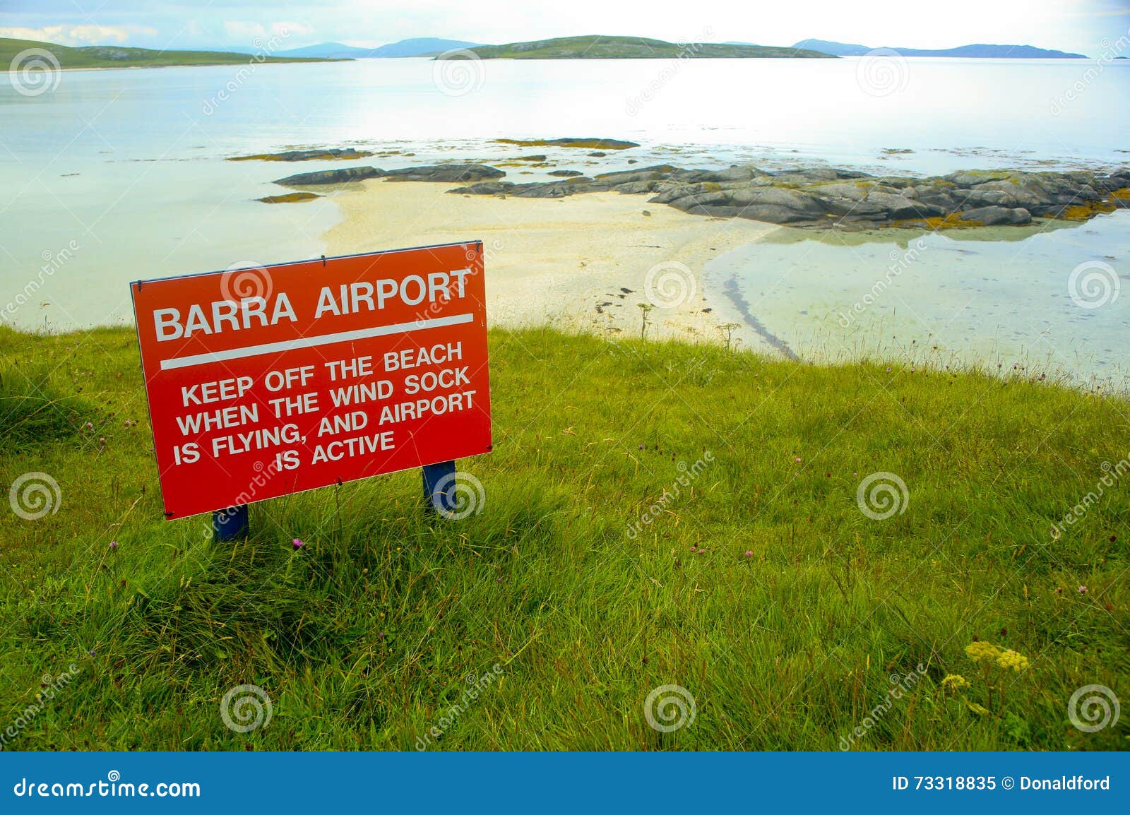 barra airort sign, barra, scotland, uk.