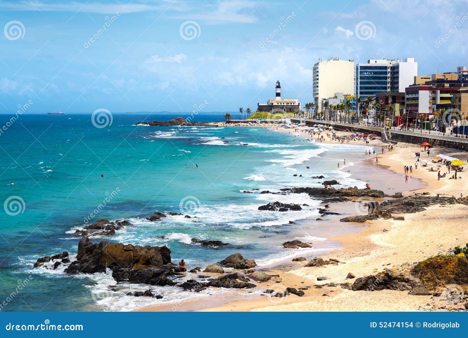 barra beach and farol da barra in salvador, bahia, brazil