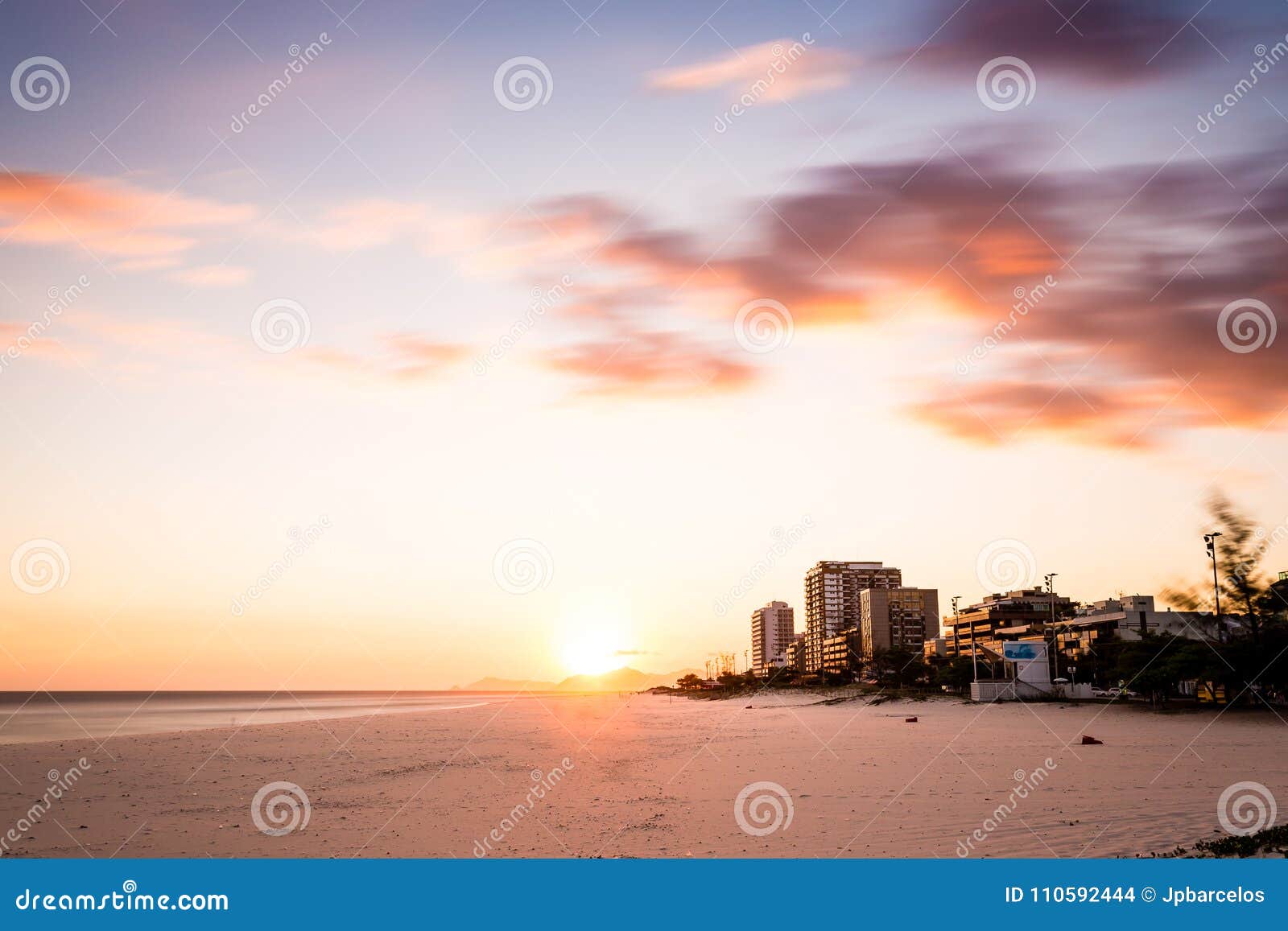 barra da tijuca jetty beach on a beatiful afternoon. long exposure