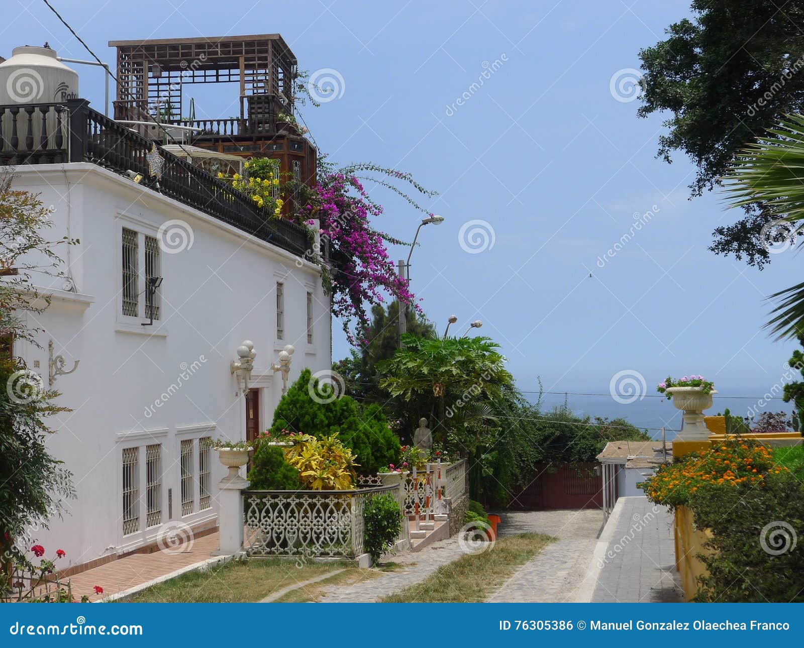 barranco white classical mansion facing the sea, lima