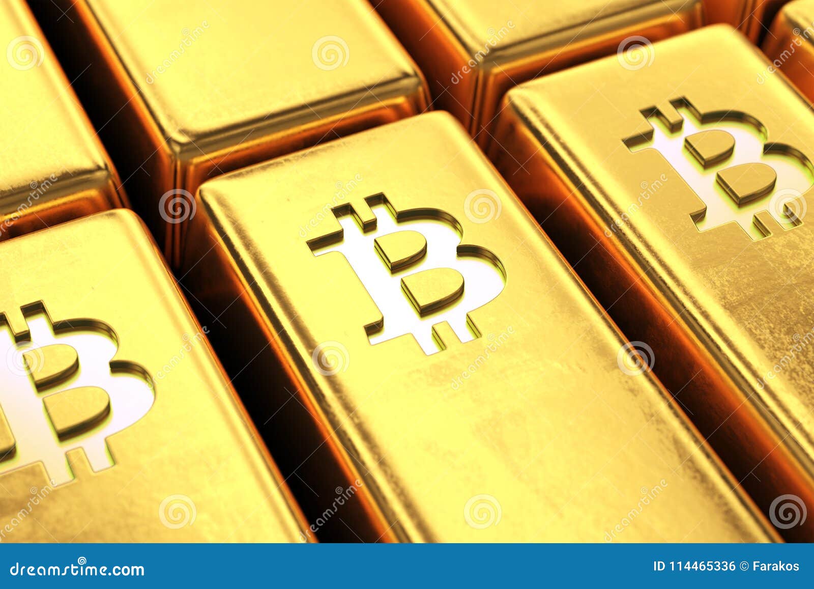 Barras De Ouro Com Fim Do Símbolo Do Bitcoin Acima Ilustração Stock -  Ilustração de dourado, conceito: 114465336