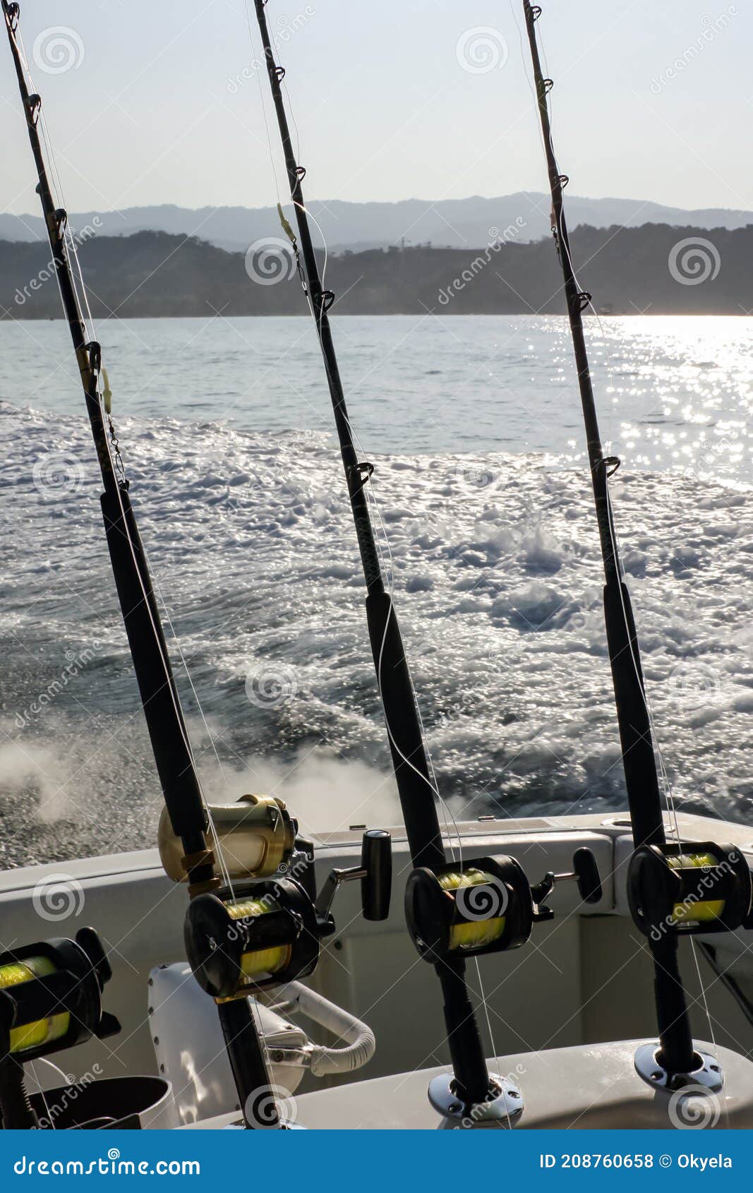 Barras Giratorias Con Carretes En Los Soportes Antes De Pescar En El Barco  Foto de archivo - Imagen de barco, barras: 208760658