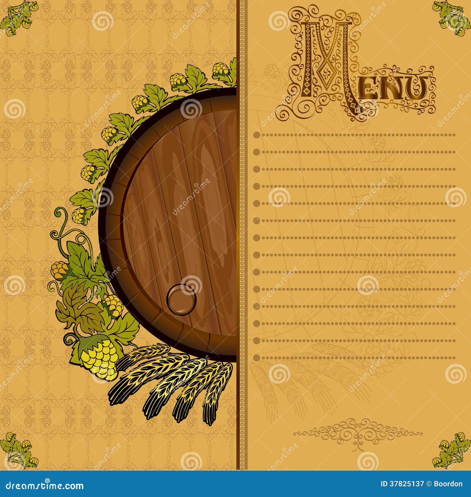 Barrel Beer Menu Background Banner Stock Vector Illustration of