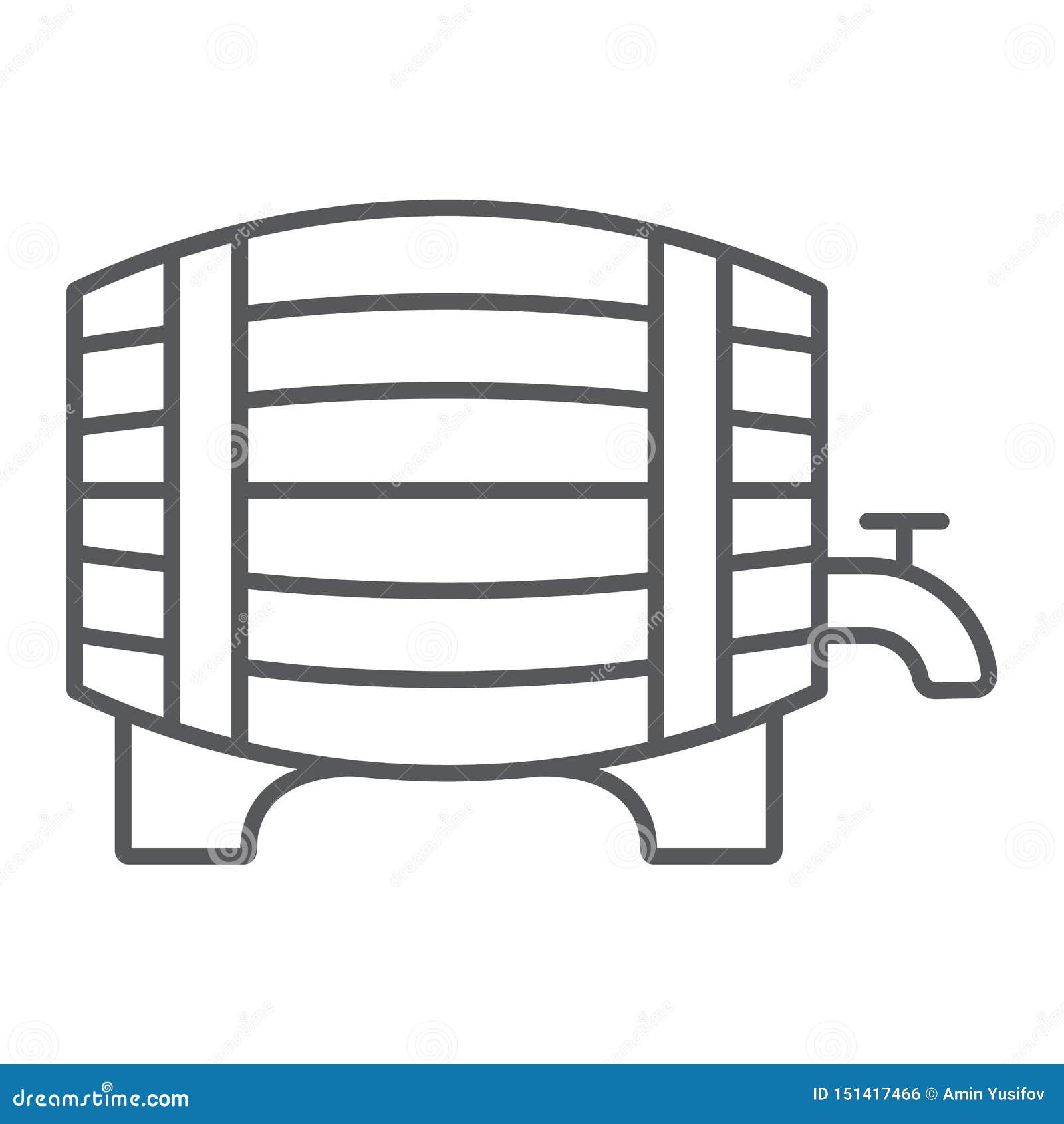 Barrel of Beer Thin Line Icon, Alcohol and Pub, Brewery Sign, Vector