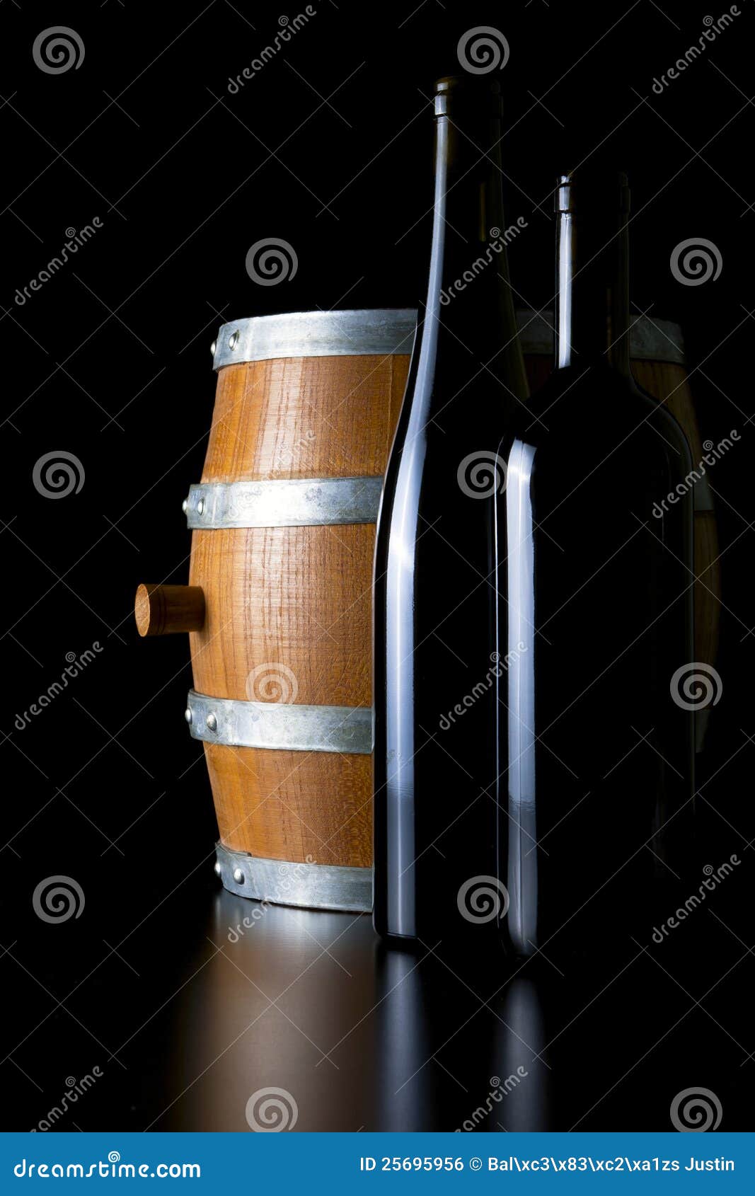 Barrel and Bottle, Decoratively Presented. Stock Photo Image of cask