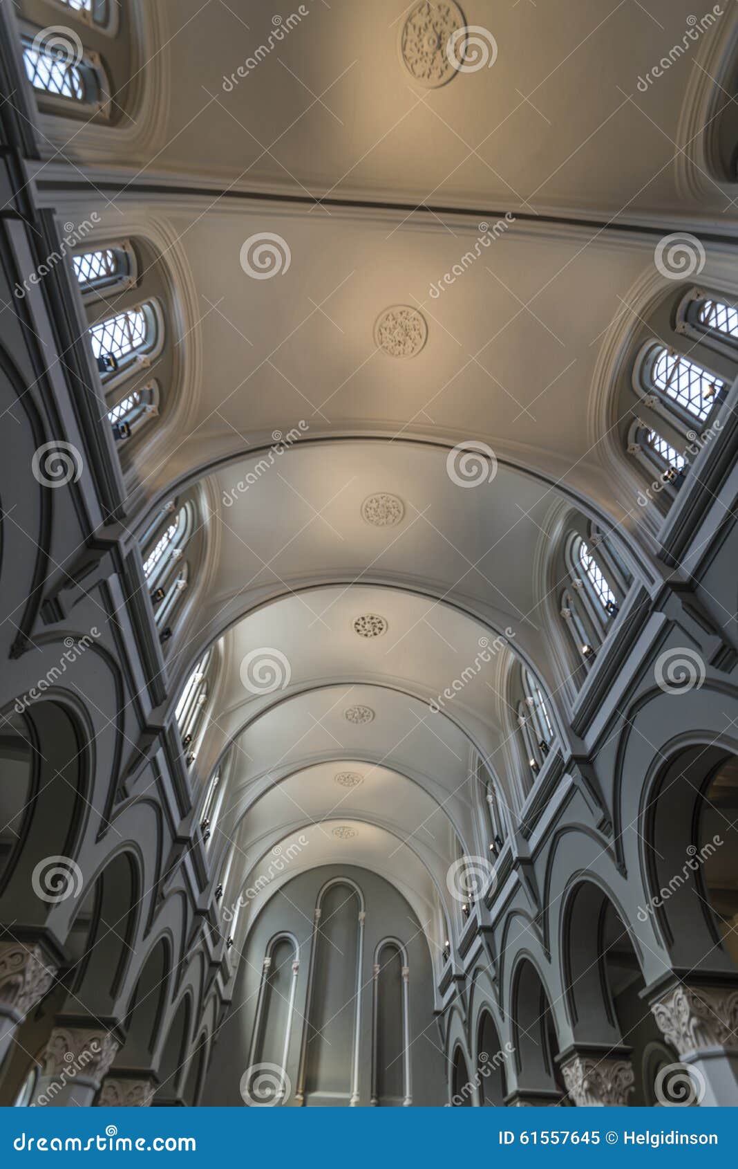 An elegant view of a barrel ceiling of a church